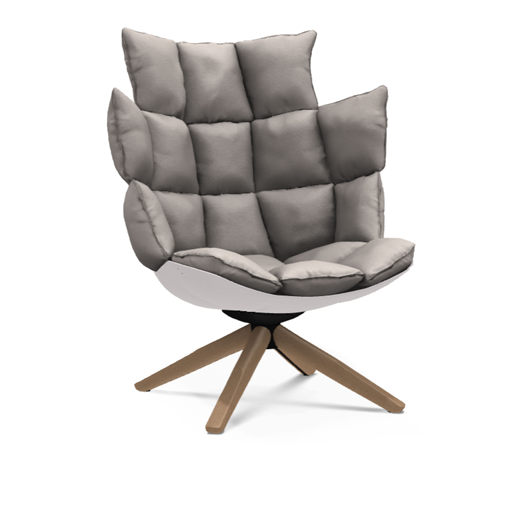 B&B Italia - Husk H3G Cat. Super Serie 100 White shell, brushed light oak - Snurrfåtöljer - Patricia Urquiola - Vit - Trä/Textilmaterial/Syntetiskt