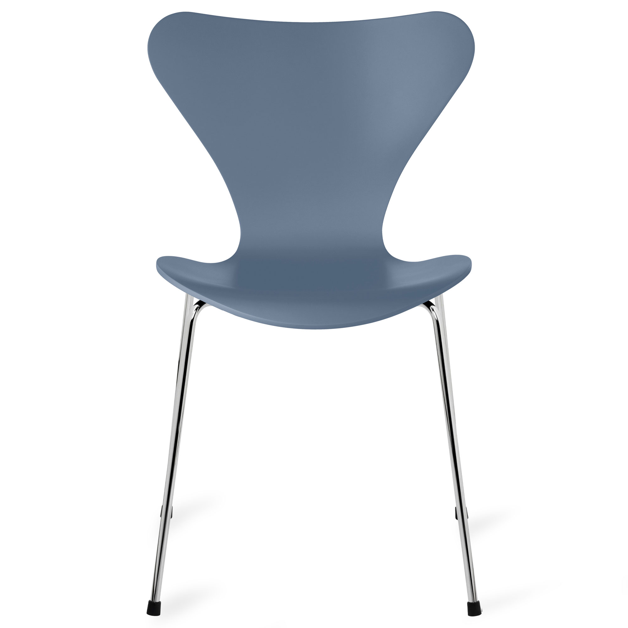 Fritz Hansen - Sjuan 3107 stol lackerad bokfan&eacute;r chrome / dusk blue - Matstolar - Arne Jacobsen - Bl&aring; - Metall/Tr&auml;