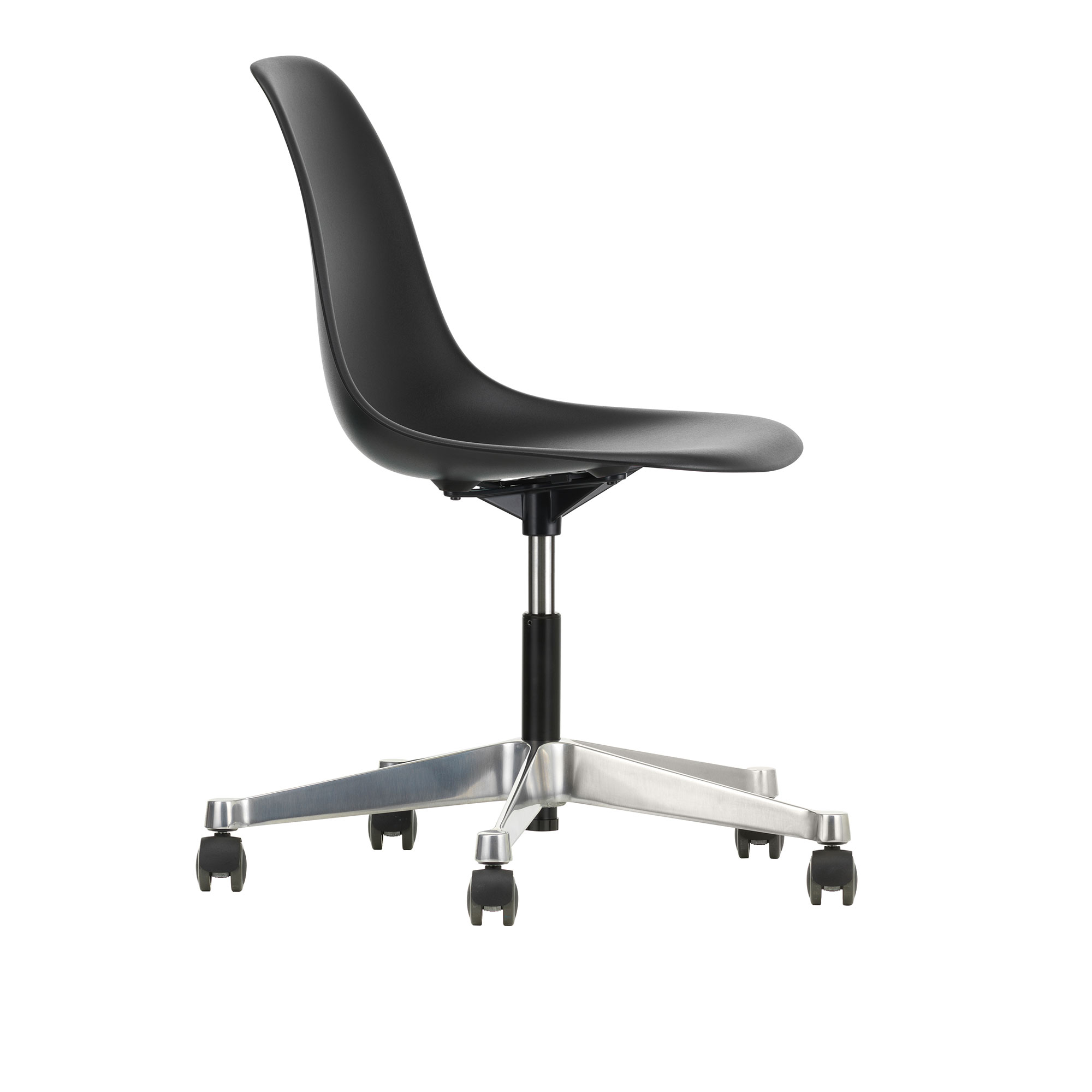Vitra - Eames Plastic Chair PSCC - 12 Deep Black - Castors Hard - Skrivbordsstolar - Charles & Ray Eames - Svart