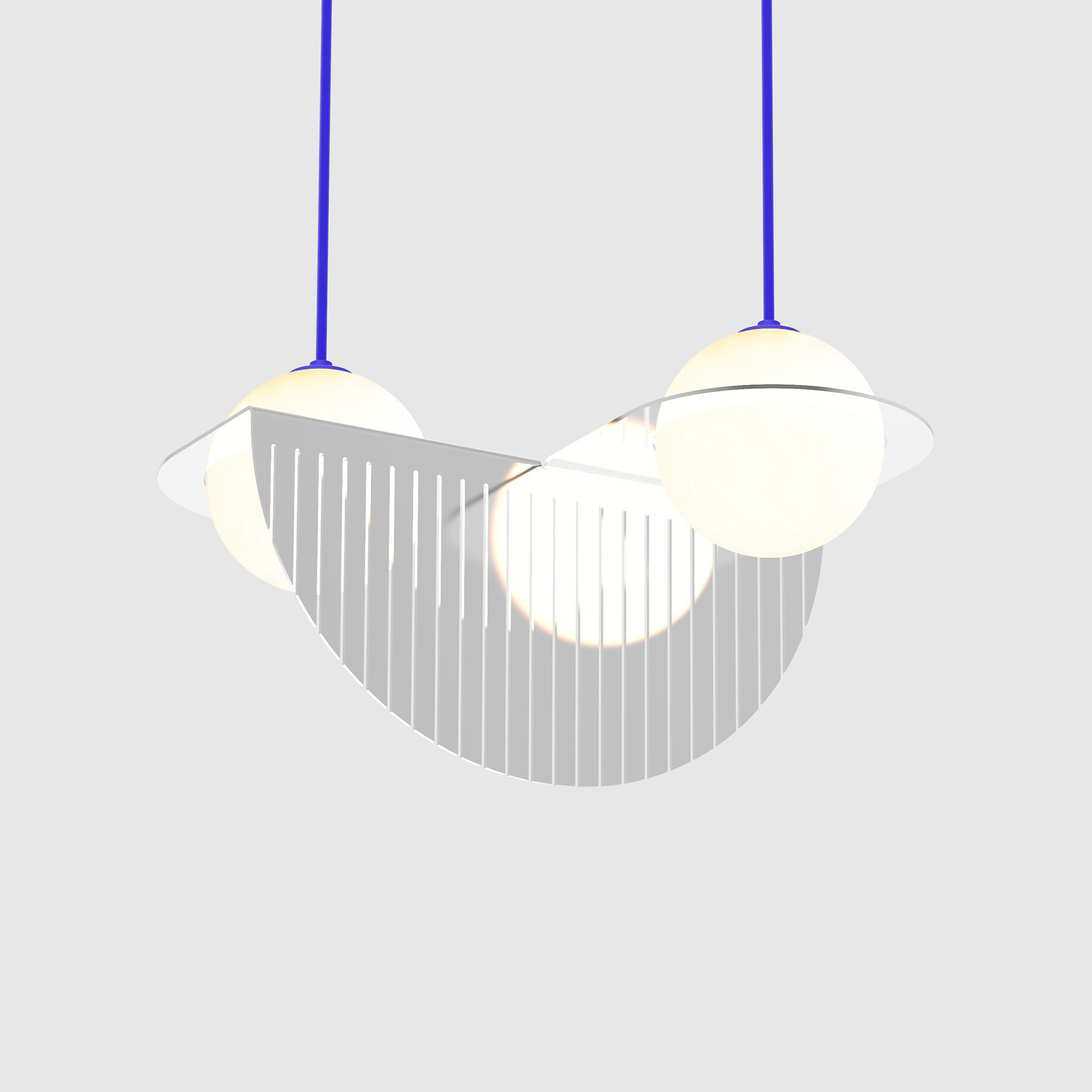 Lambert & Fils - Laurent 09, Parallel, Chrome frame, Blue wires, Black canopy - Pendellampor - Silver