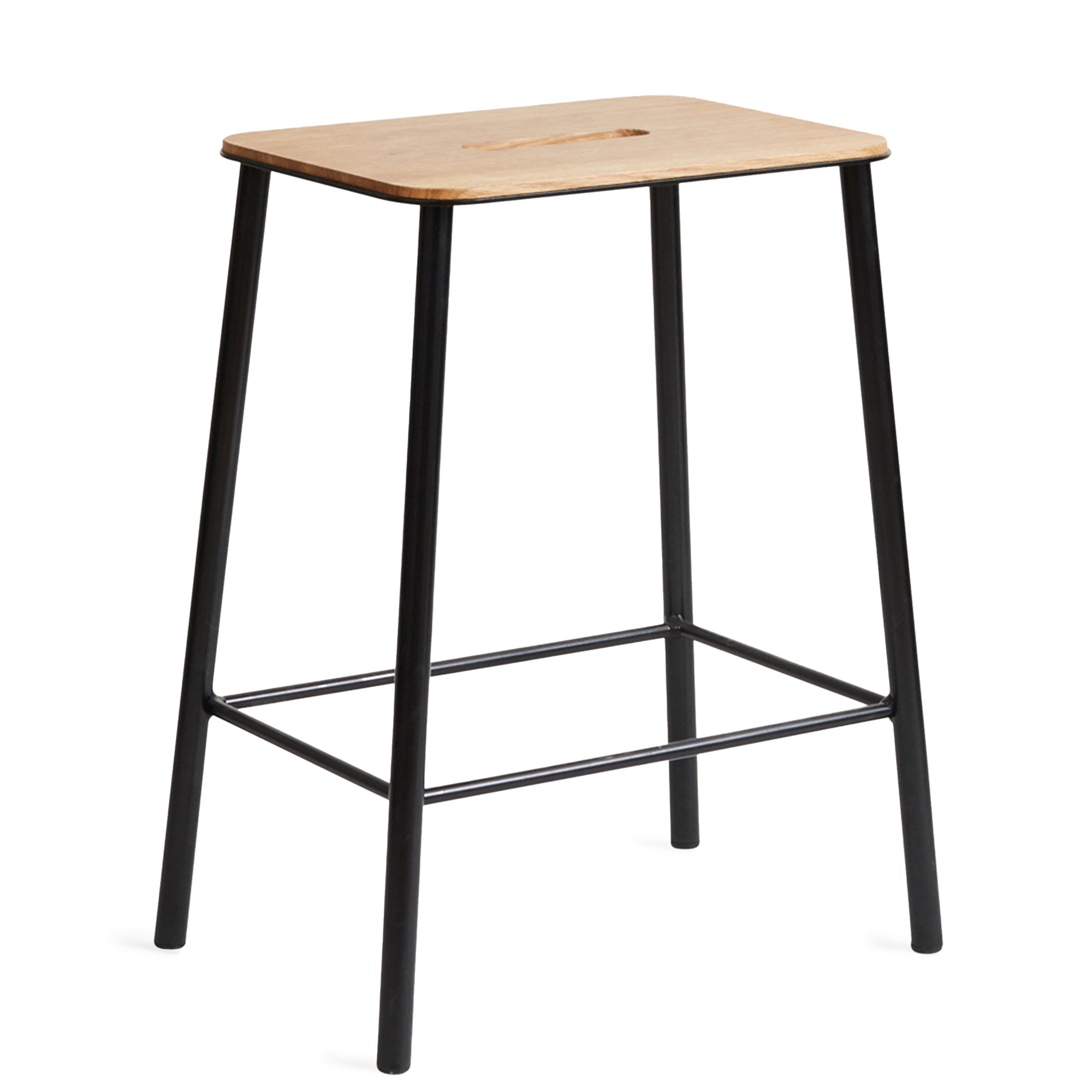 Frama - Adam Stool – Black / Oak – H50 - Pallar - Toke Lauridsen - Svart - Metall | Möbler - Stolar Och Pallar - Pallar | Möbelexperten