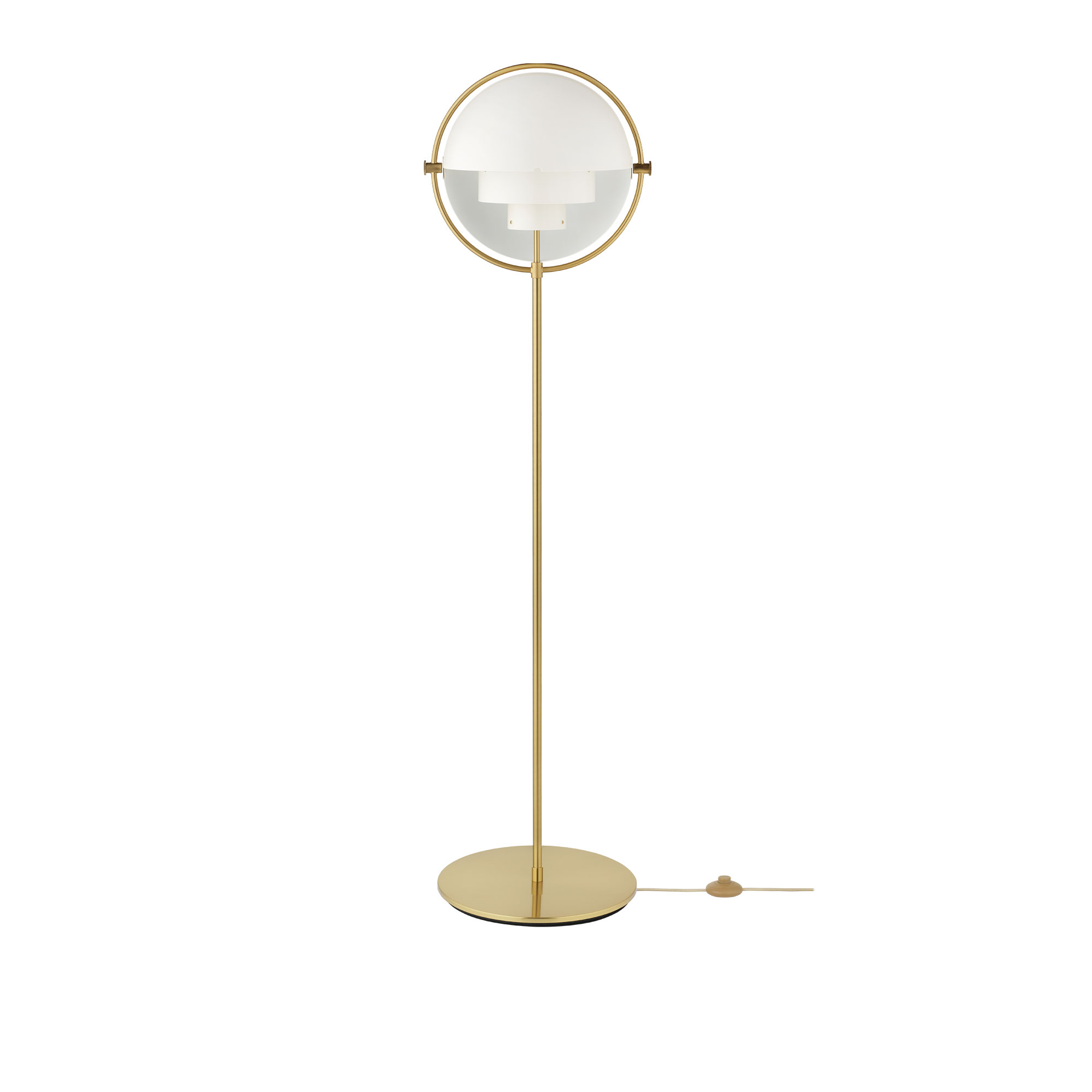 Gubi - Multi-Lite Floor Lamp Brass/White, Excl. 57W Halogen/9,5W LED 810lm E27, Dimbar - Skärmlampor - Louis Weisdorf - Guld,Vit