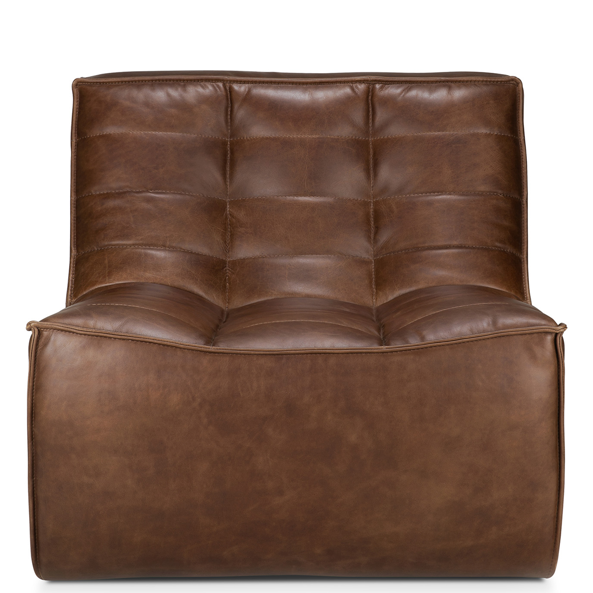 Ethnicraft - N701 Modular Sofa - Chestnut Leather - 1 Seater - Soffor - Jacques Deneef - Träfärgad - Textilmaterial | Möbler - Soffor Och Dagbäddar - Soffor | Möbelexperten