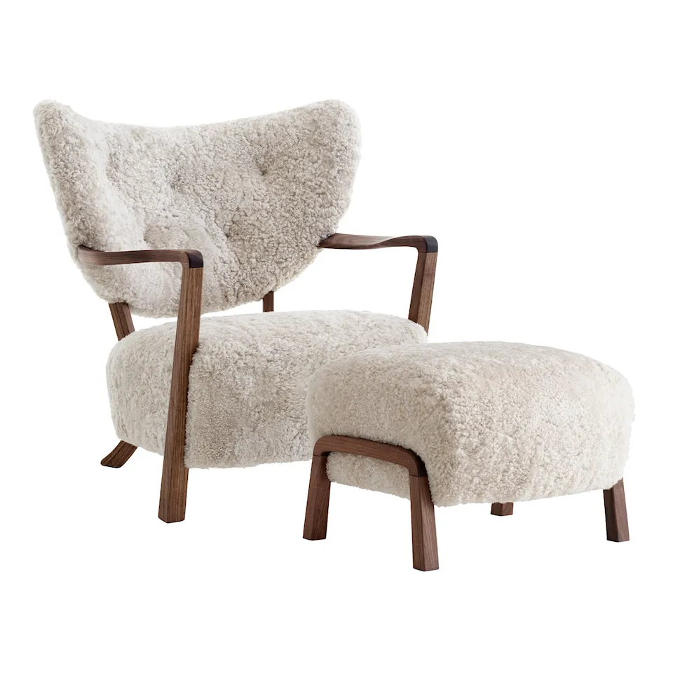 Wulff Lounge Chair ATD2 + Pouf ATD3 Walnut