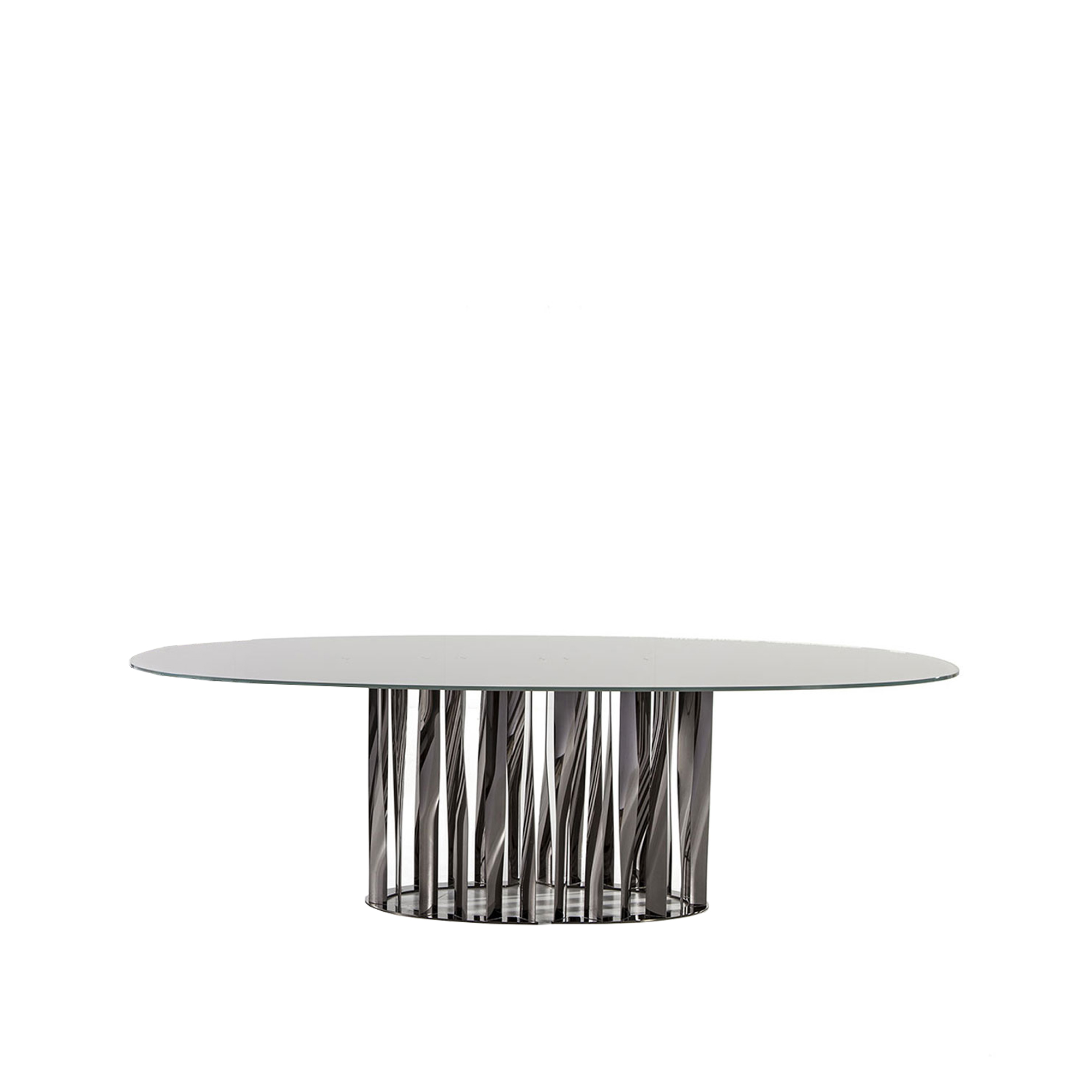 Cassina - 475 Boboli Oval Table 240x120, Mat Black Painted, Dove Grey Glass Top - Matbord - Rodolfo Dordoni - Grå - Glas/Metall