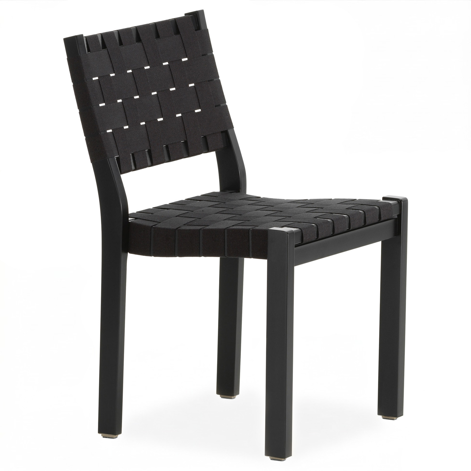 Artek - Stol 611, Svartlackad, Svart sadelgjord - Matstolar - Alvar Aalto - Tr&auml;f&auml;rgad - Naturmaterial/Tr&auml;