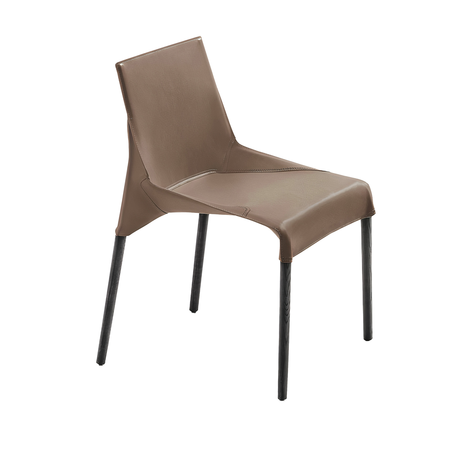 Poliform - Seattle stol S37 Black Elm, 29 Tortora - Spisestoler - Jean-Marie Massaud - Flerfarget - Lær/Tre/Syntetisk