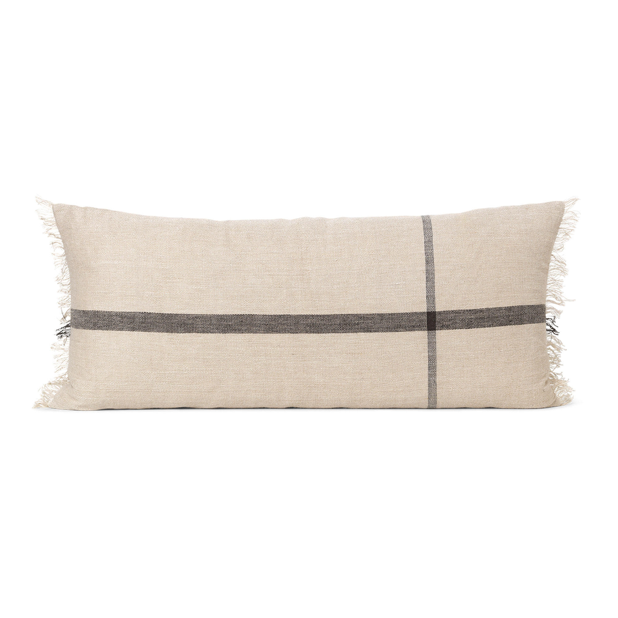 Ferm Living - Calm Cushion Long Camel / Black 40x90 cm - Prydnadskuddar och kuddfodral - Beige,Svart | Textilier - Plädar Och Prydnadskuddar - Prydnadskuddar Och Kuddfodral | Möbelexperten