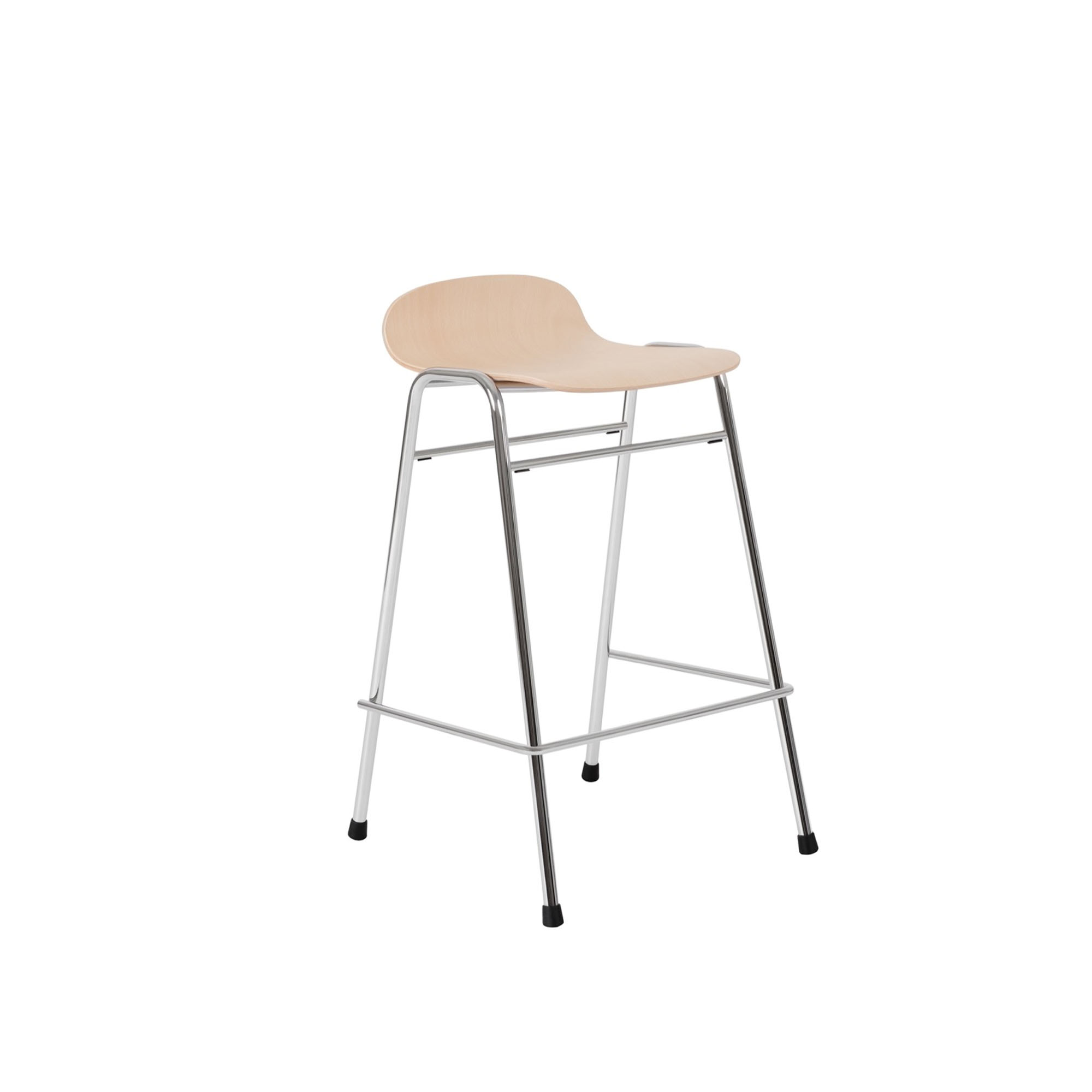HEM - Touchwood Counter Stool - Beech/Chrome - Barstolar & barpallar - Lars Beller Fjetland - Silver,Träfärgad - Metall/Trä