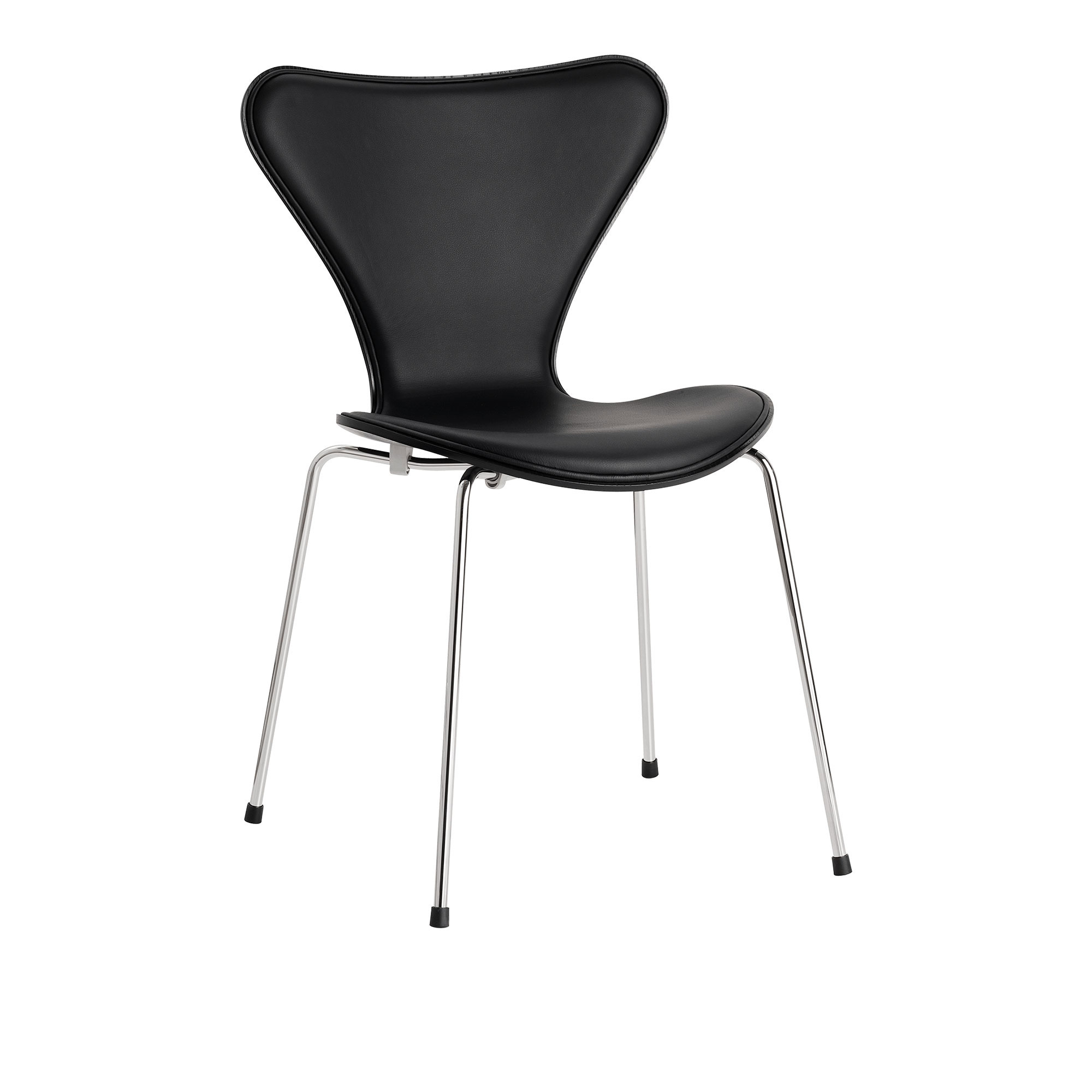 Fritz Hansen - 3107 Sjuan, Framsidesklädd. Wild Black - Matstolar - designer_arne_jacobsen - Svart - Metall/Trä