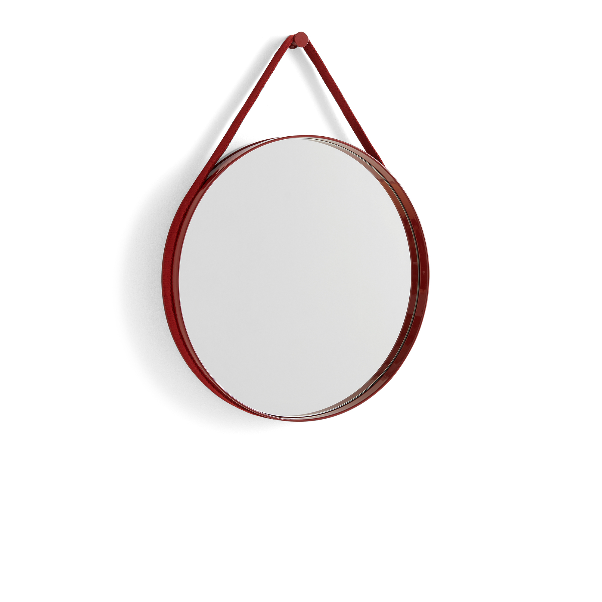 HAY - Strap Mirror No 2 Ø50 - Red - Väggspeglar - Röd