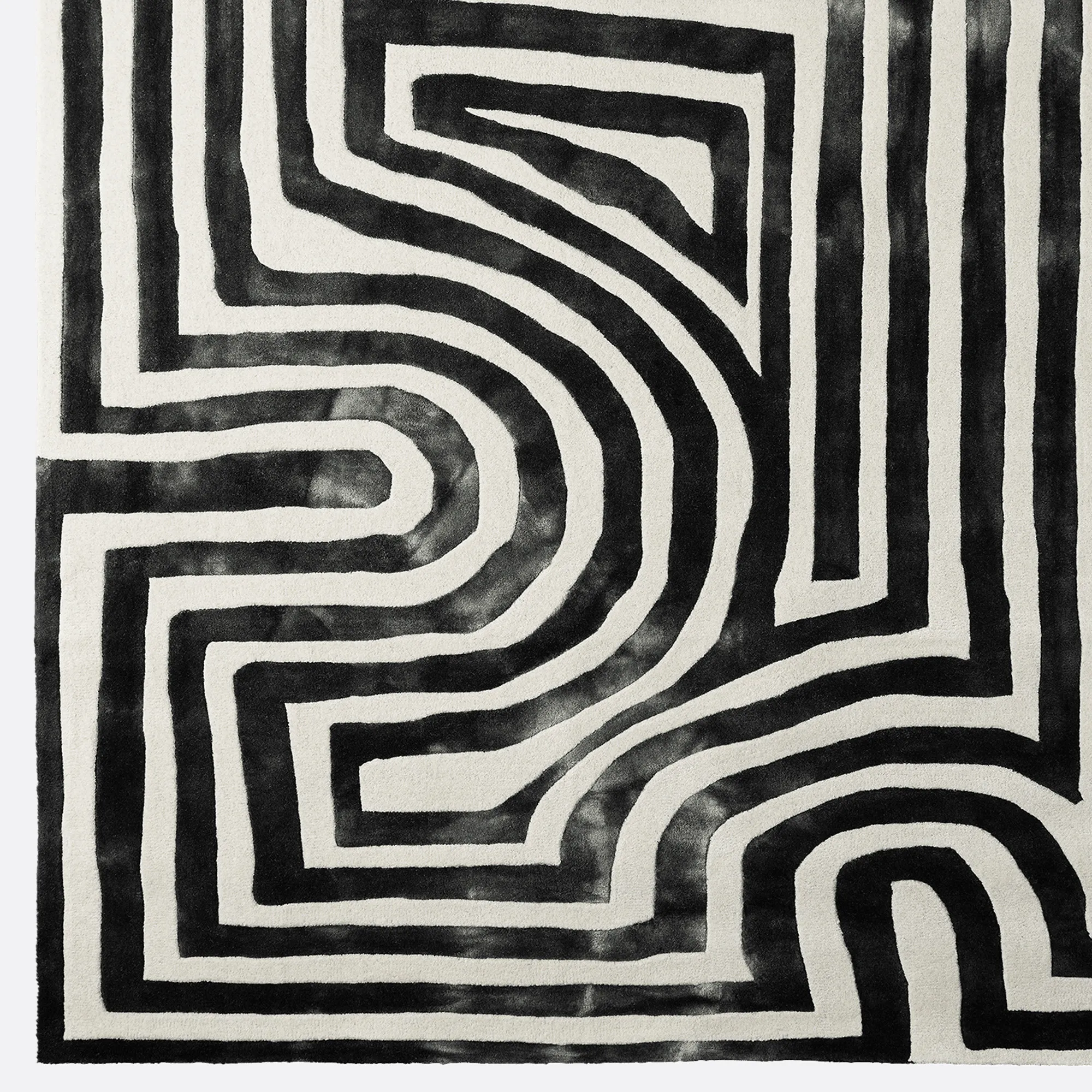 Psychedelic Labyrinth Rug Charcoal