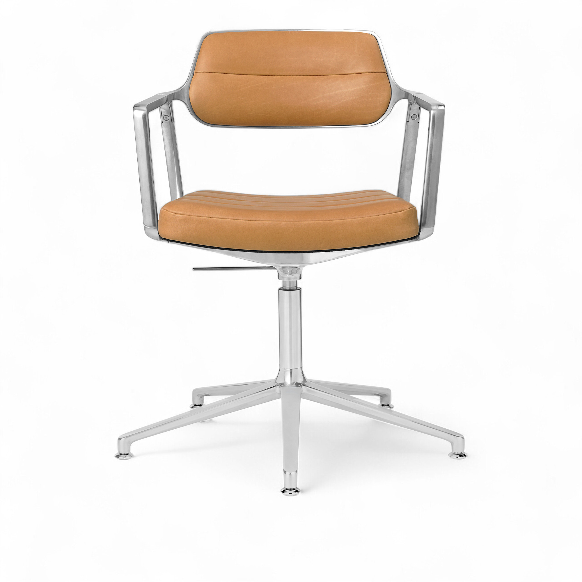 vipp - vipp453+ kontorstol polerad ram med camel läder - kontorsstolar - brun