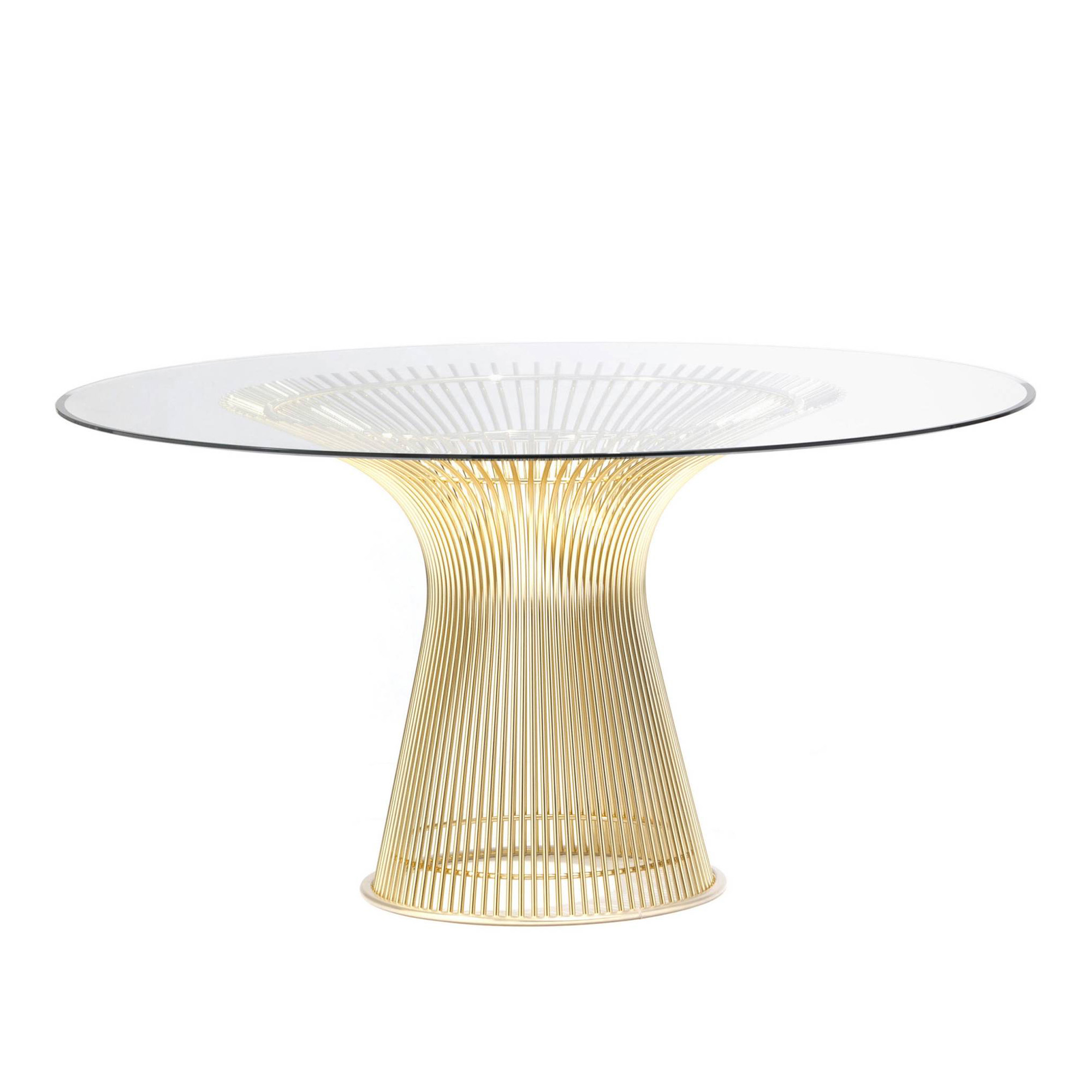 Knoll - Platner Dining Table - 18k guld, skiva i klarglas - Matbord - Warren Platner - Guld - Glas/Metall | Möbler - Bord - Matbord | Möbelexperten