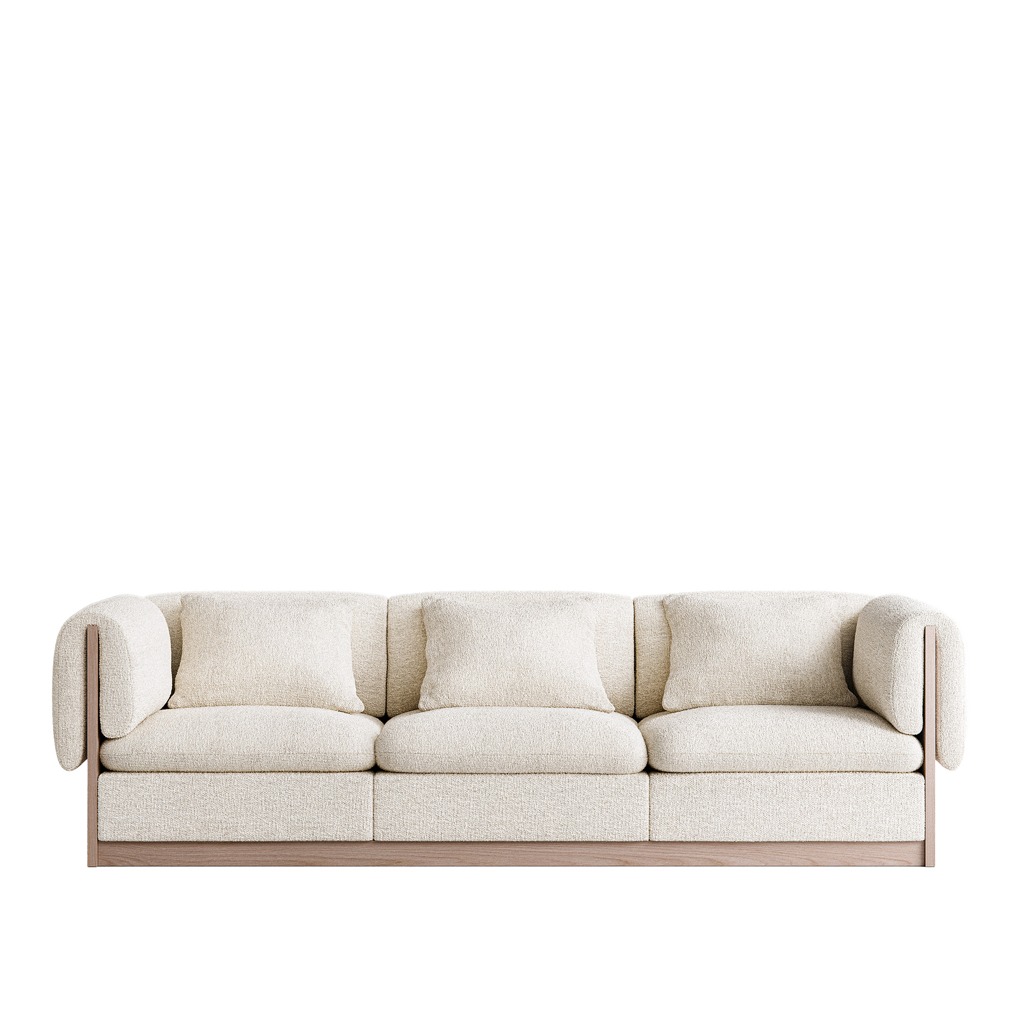länna möbler - l.a. 3-seater sofa inc. arm-rest cushion, light oak frame, barnum 24 lana - soffor - lotta agaton - vit - metall/trä/textilmaterial