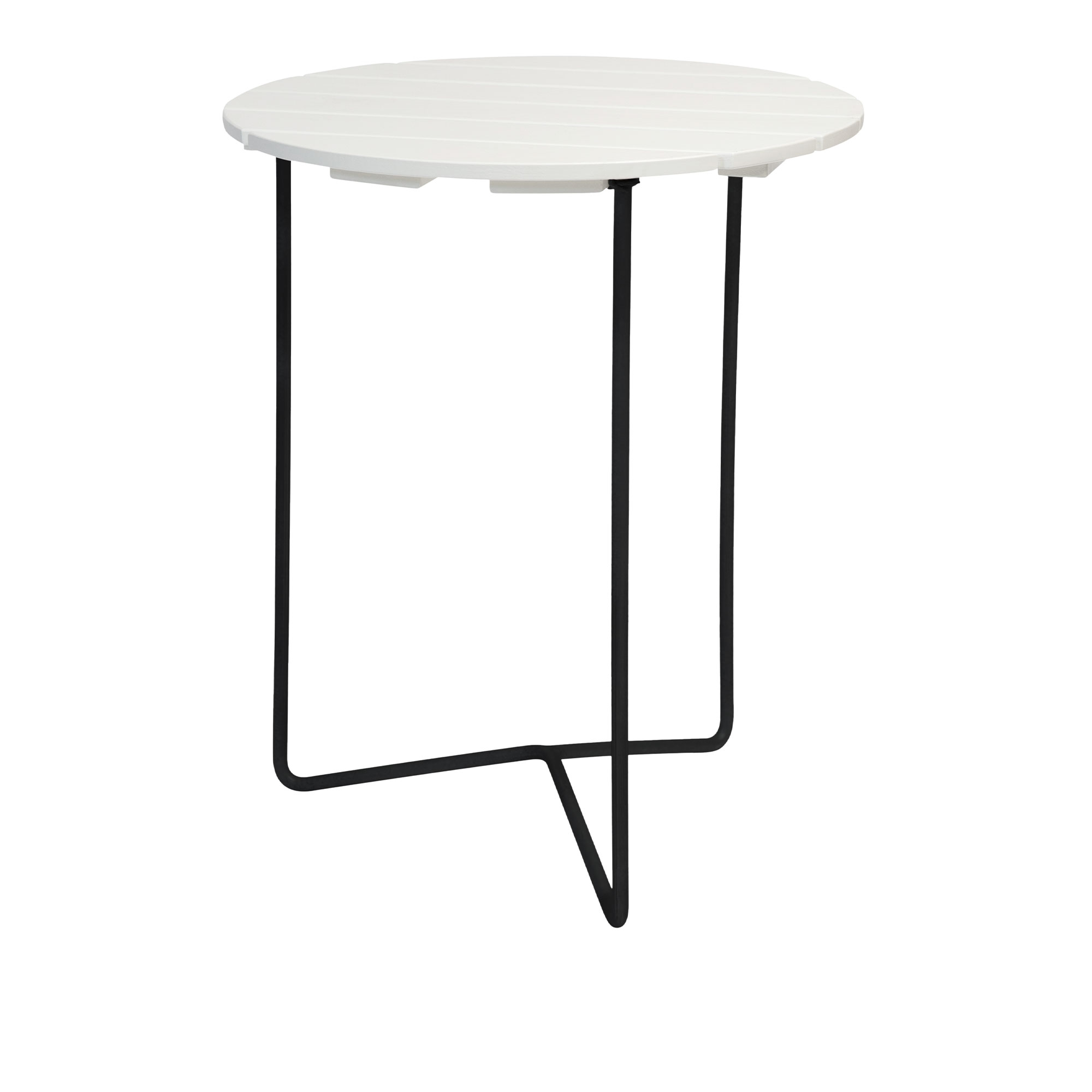 Grythyttan Stålmöbler - Bord 6B Ø60 cm Svart stativ Vitlackerad ek - Småbord och sidobord utomhus | Utemöbler - Utebord - Småbord Och Sidobord Utomhus | Möbelexperten
