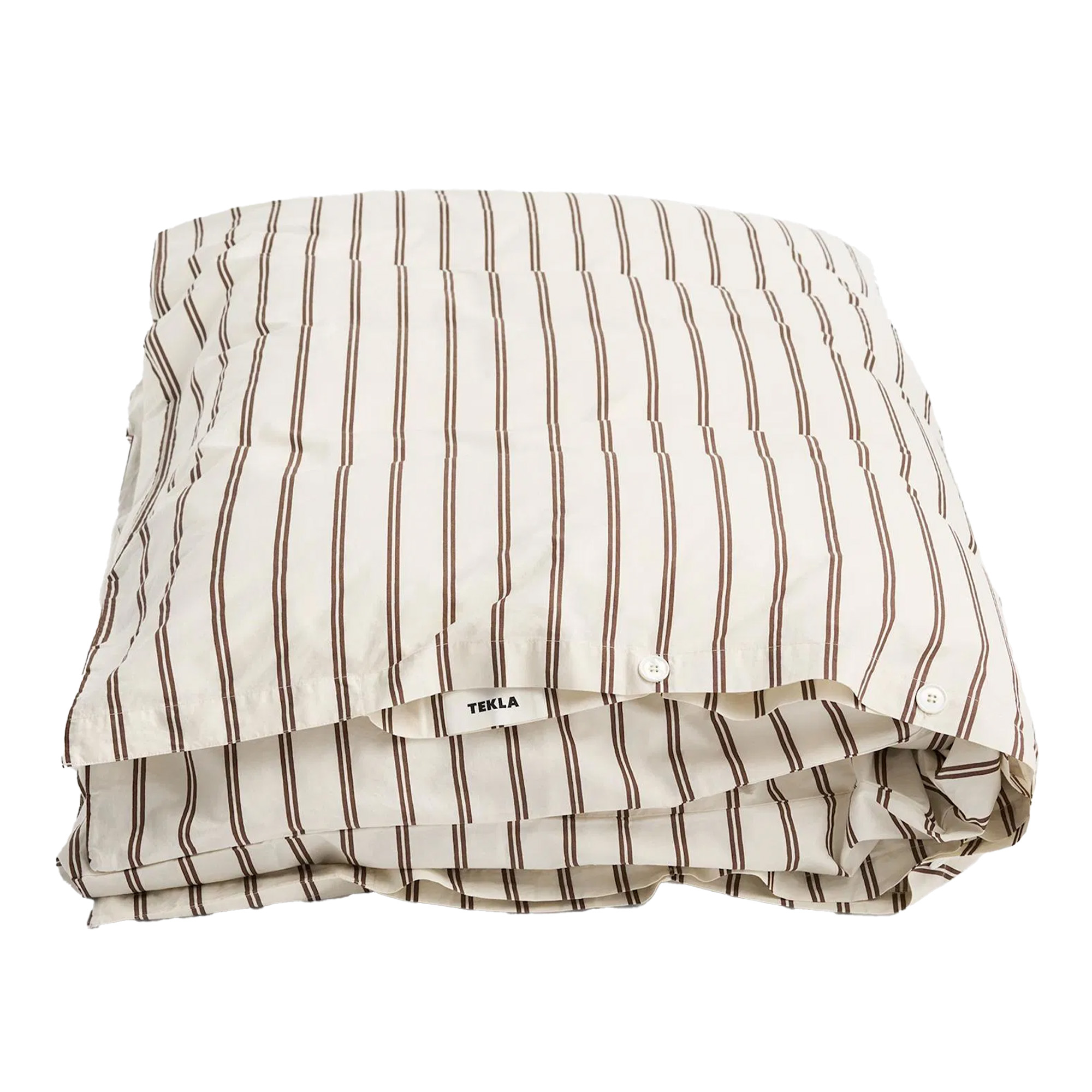Tekla - Percale stripes double duvet cover 220x220cm hopper stripes - Påslakan - Brun,Vit | Textilier - Sovrumstextilier - Påslakan | Möbelexperten
