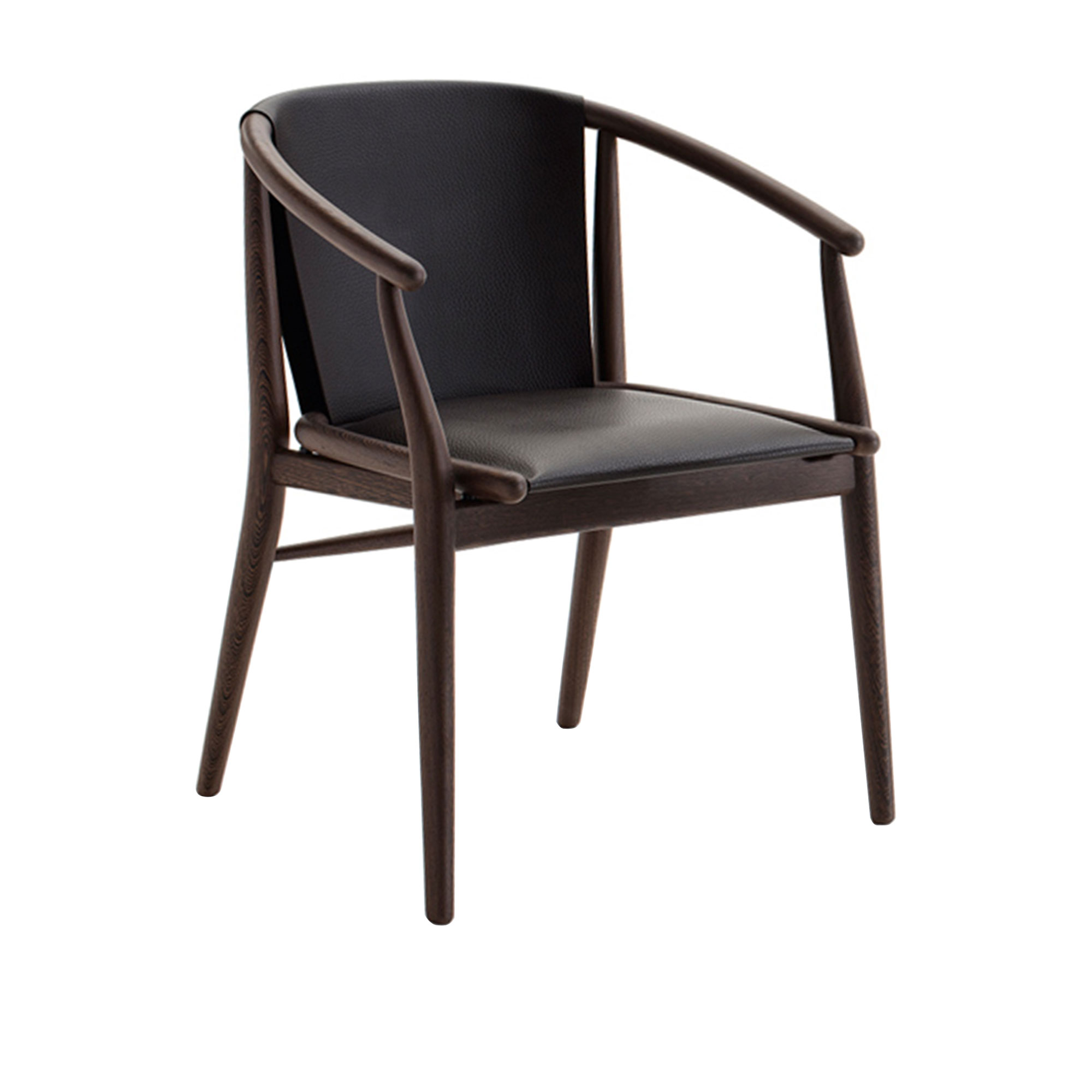 B&B Italia - Jens Chair With Armrests, Br 61, Smoke Stained Oak, Seat And Back Cover Natural Embossed Thick Leather 150 - Spisestoler - Antonio Citterio - Svart - Lær/Tre