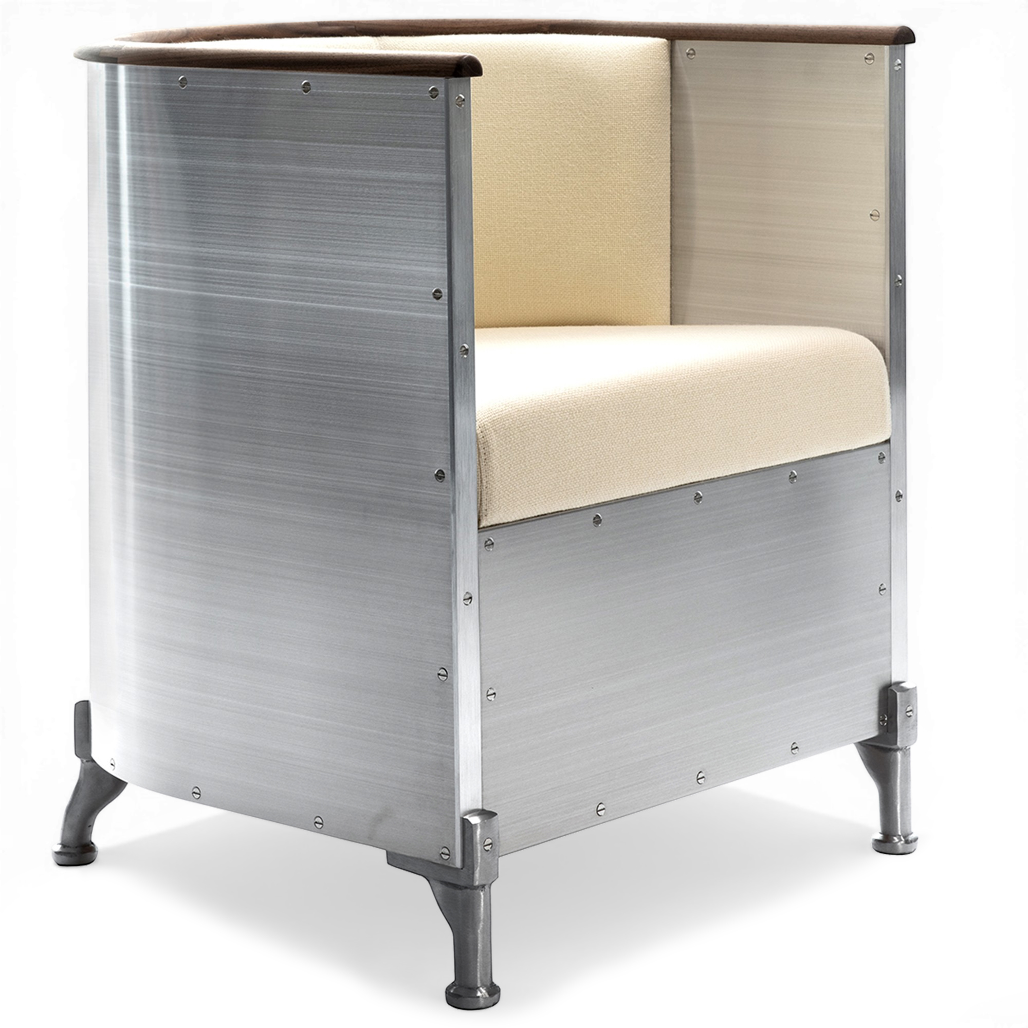 Källemo - Aluminium fåtölj, Karm i massiv valnöt, Polerad aluminium - Fåtöljer - Mats Theselius - Silver - Metall/Trä/Textilmaterial | Möbler - Fåtöljer Och Puffar - Fåtöljer | Möbelexperten