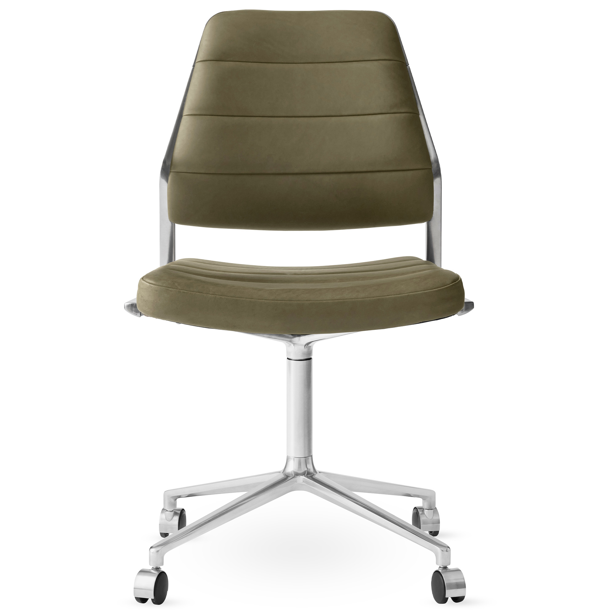 Vipp - Vipp454 Swivel chair, polished, castors, Bosco leather - Kontorsstolar