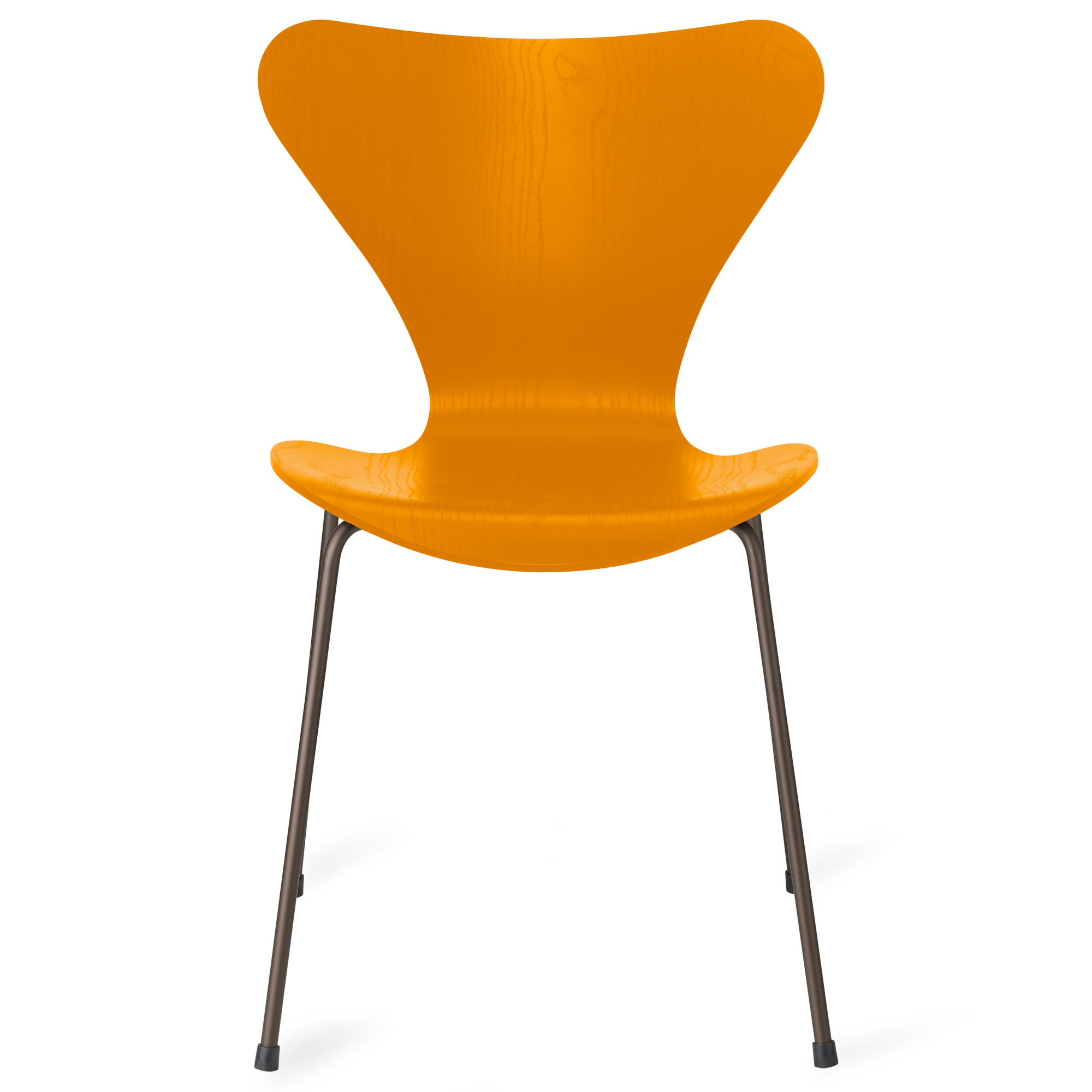 Fritz Hansen - Sjuan 3107 stol f&auml;rgad askfan&eacute;r brown bronze / burnt yellow - Matstolar - Arne Jacobsen - Gul - Metall/Tr&auml;