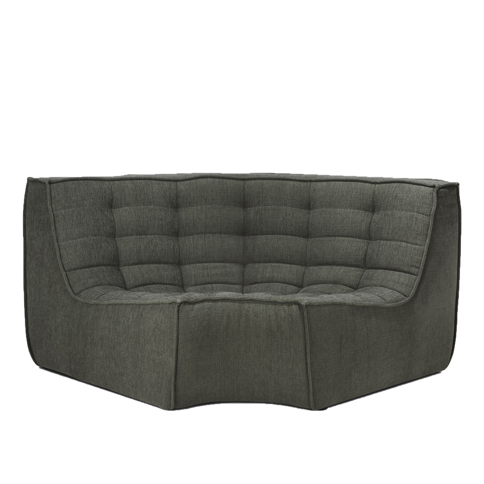 Ethnicraft - N701 Sofa - Moss Eco Fabric - Round Corner - Soffor - Jacques Deneef - Grön - Trä/Textilmaterial/Skum | Möbler - Soffor Och Dagbäddar - Soffor | Möbelexperten