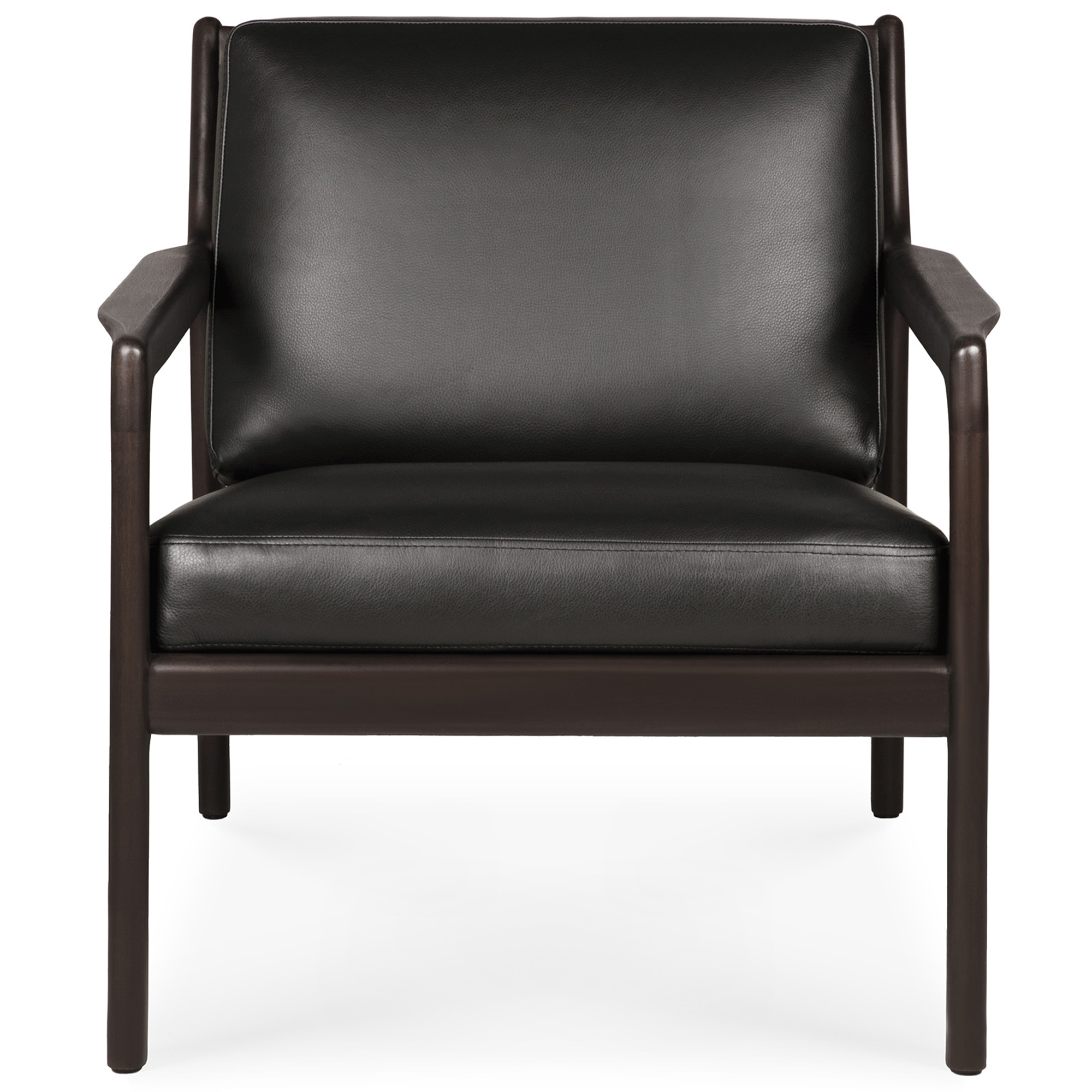 Ethnicraft - Jack Lounge Chair - Varnished Mahogany - Dark Brown - Black Leather - Fåtöljer - Alain Van Havre - Brun - Trä | Möbler - Fåtöljer Och Puffar - Fåtöljer | Möbelexperten