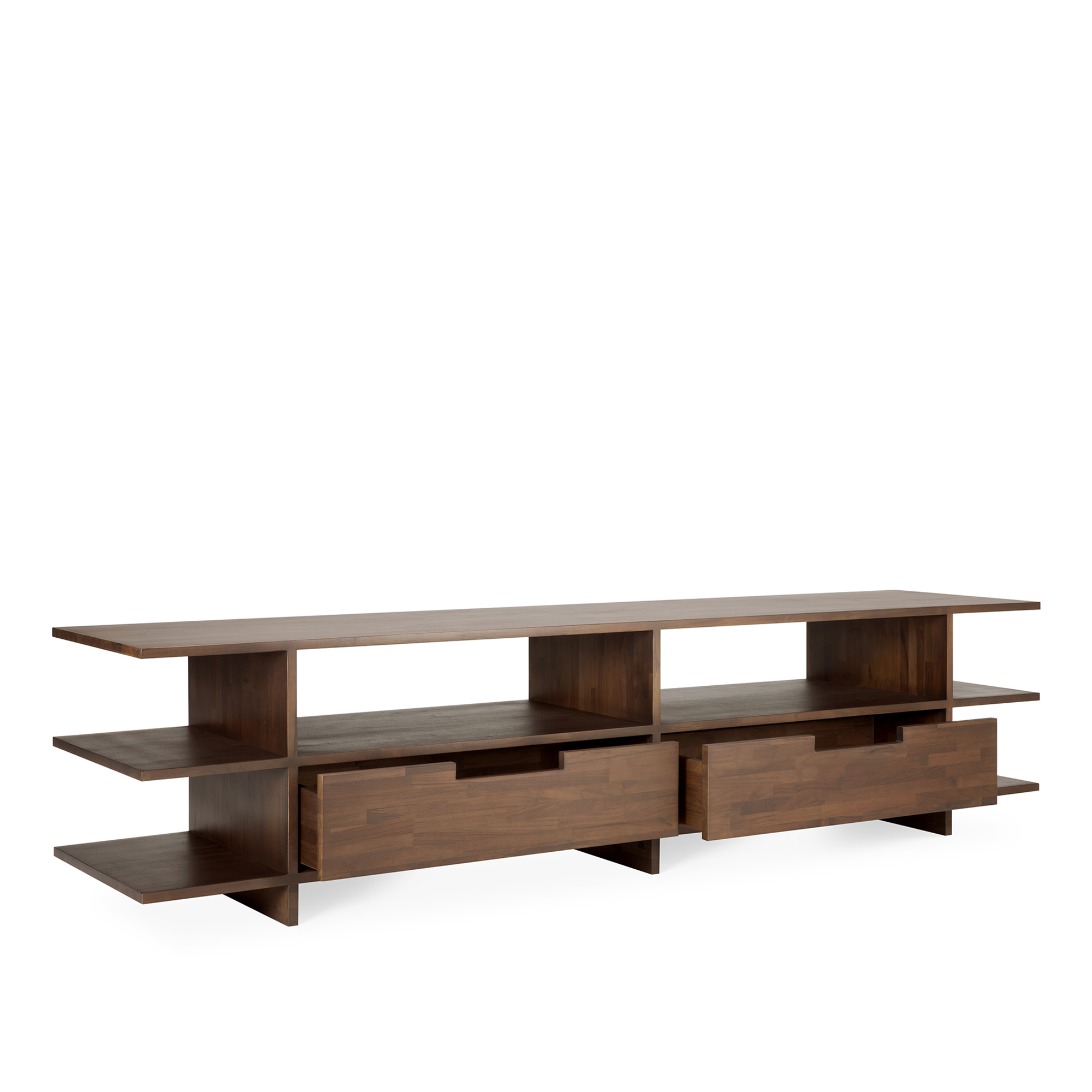 Ethnicraft - Kabuki Tv Cupboard - Varnished Teak - Brown - 2 Drawers 200 x 45 x 48 - TV-b&auml;nkar - Reynaldo Zapp - Tr&auml;f&auml;rgad - Tr&auml;
