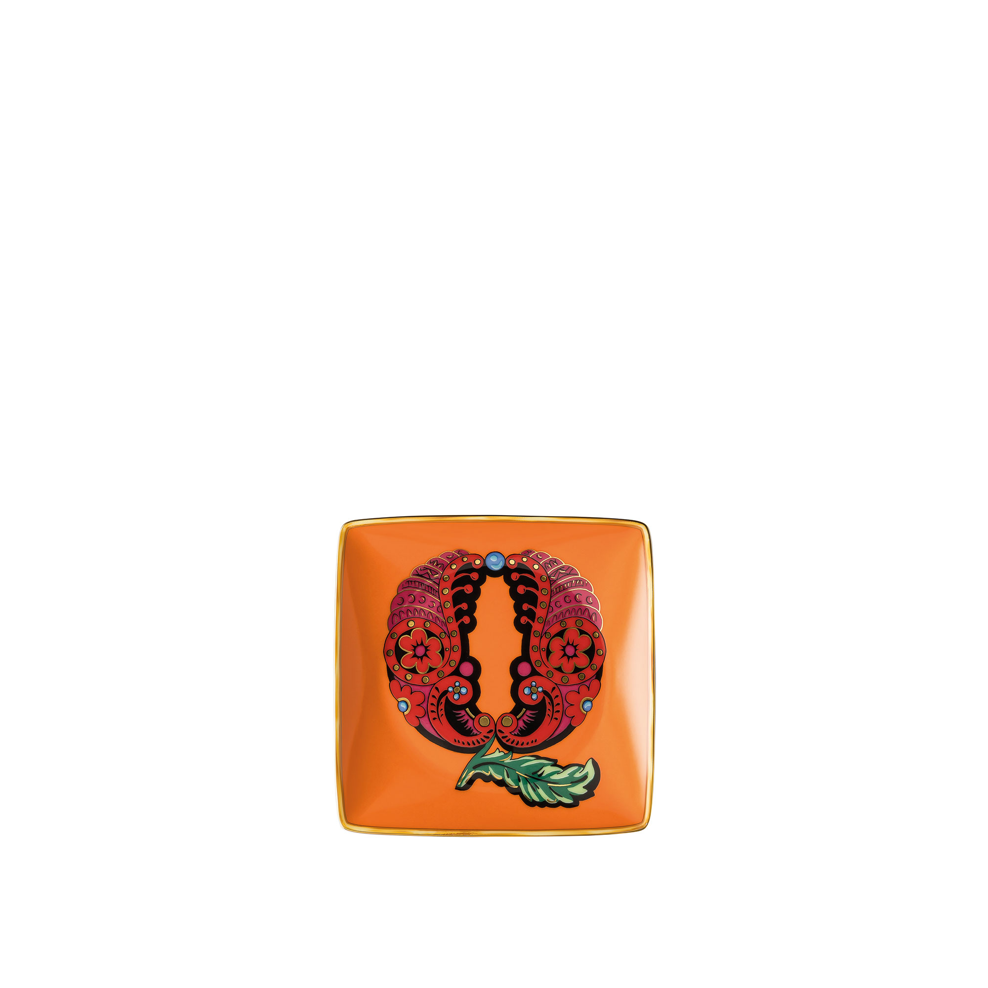 Versace - Alphabet Plate Q - 12 cm - Uppläggningsfat - Orange