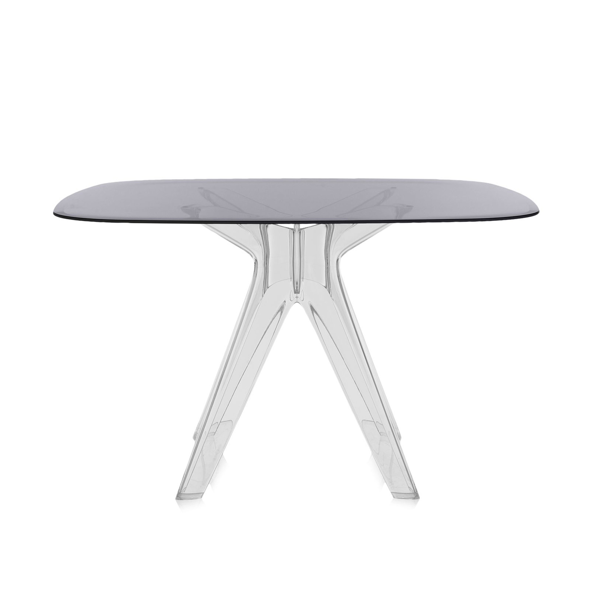kartell - sir gio square 3276, transparent, smoke - matbord - philippe starck - grå - glas/plast