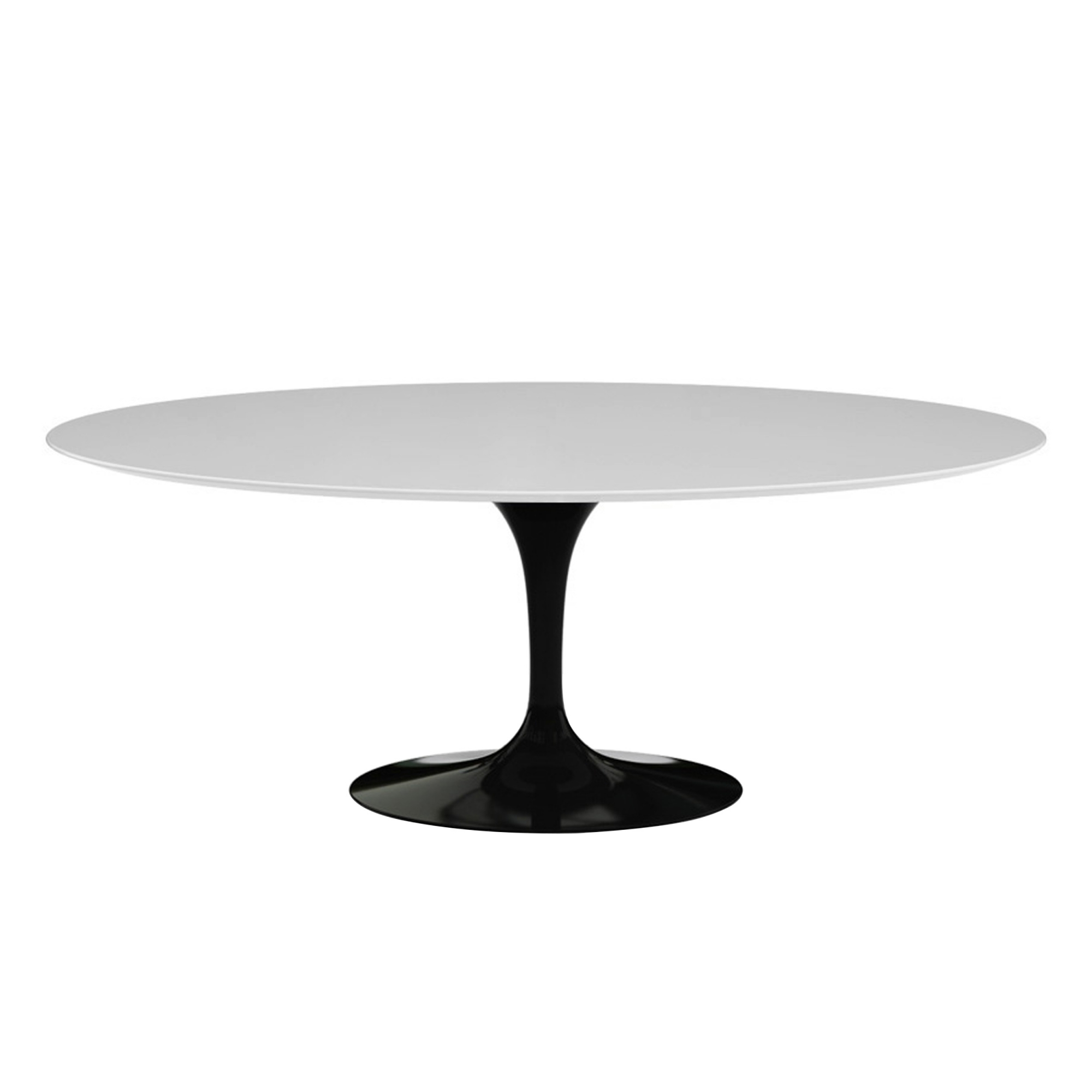Knoll - Saarinen  OvalTable For Outdoor, Oval, 198 x 121 cm, Svart underrede - Matbord utomhus - Eero Saarinen - Vit - Metall/Sten
