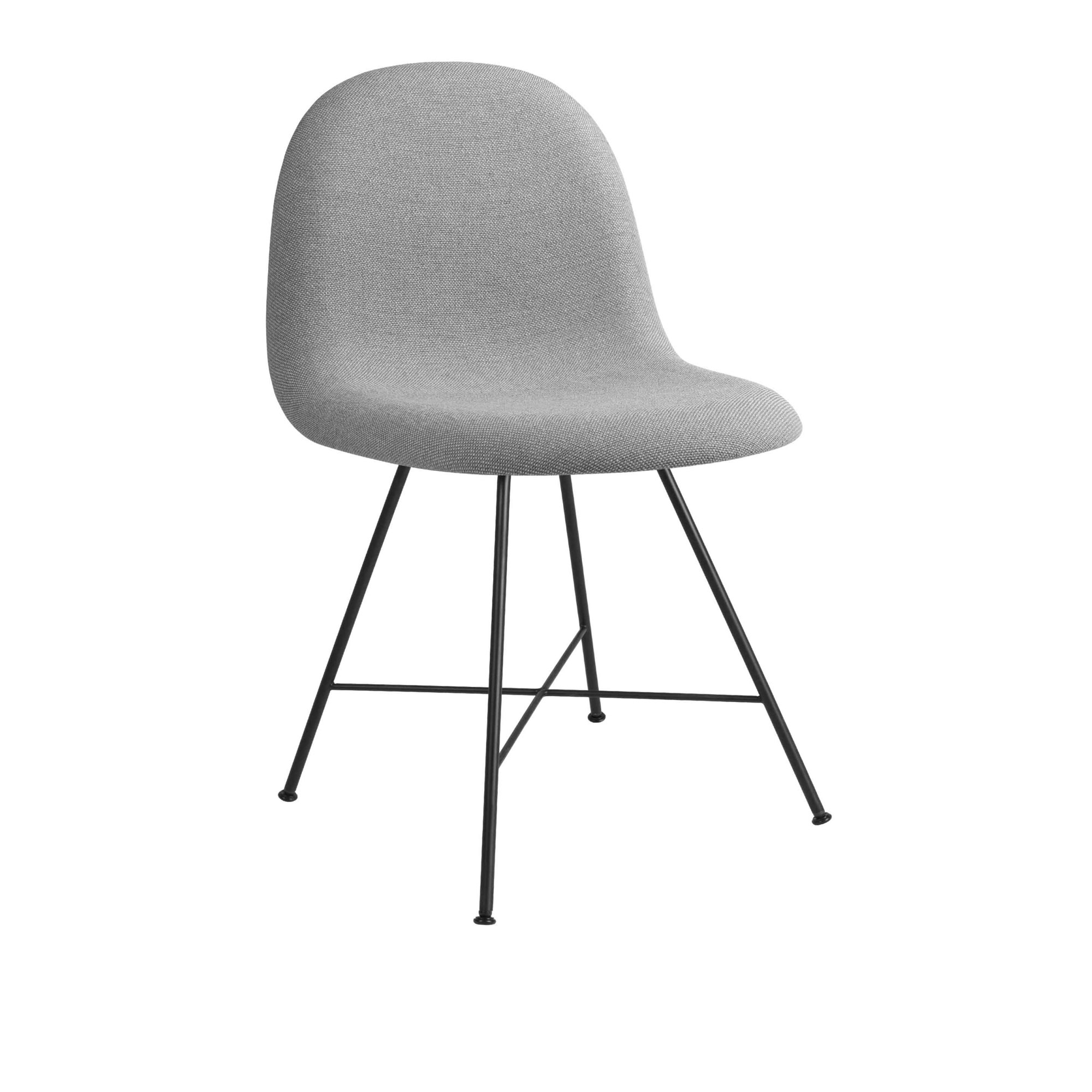 Gubi - 3D Dining Chair Fully Upholstered Center Base, Tyg: Kat. 3 - Gubi Velvet (Velutto) - G075/129 - Matstolar - Grå - Metall/Textilmaterial