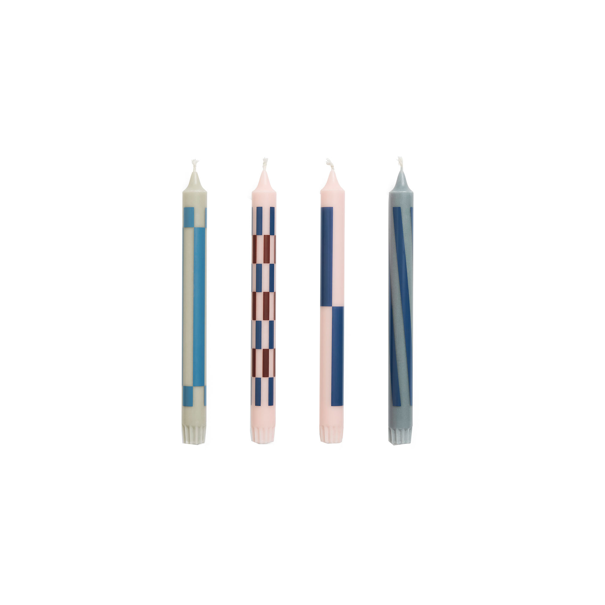 HAY - Pattern Candle Light Pink And Blues Set of 4 - Ljus - Flerfärgad