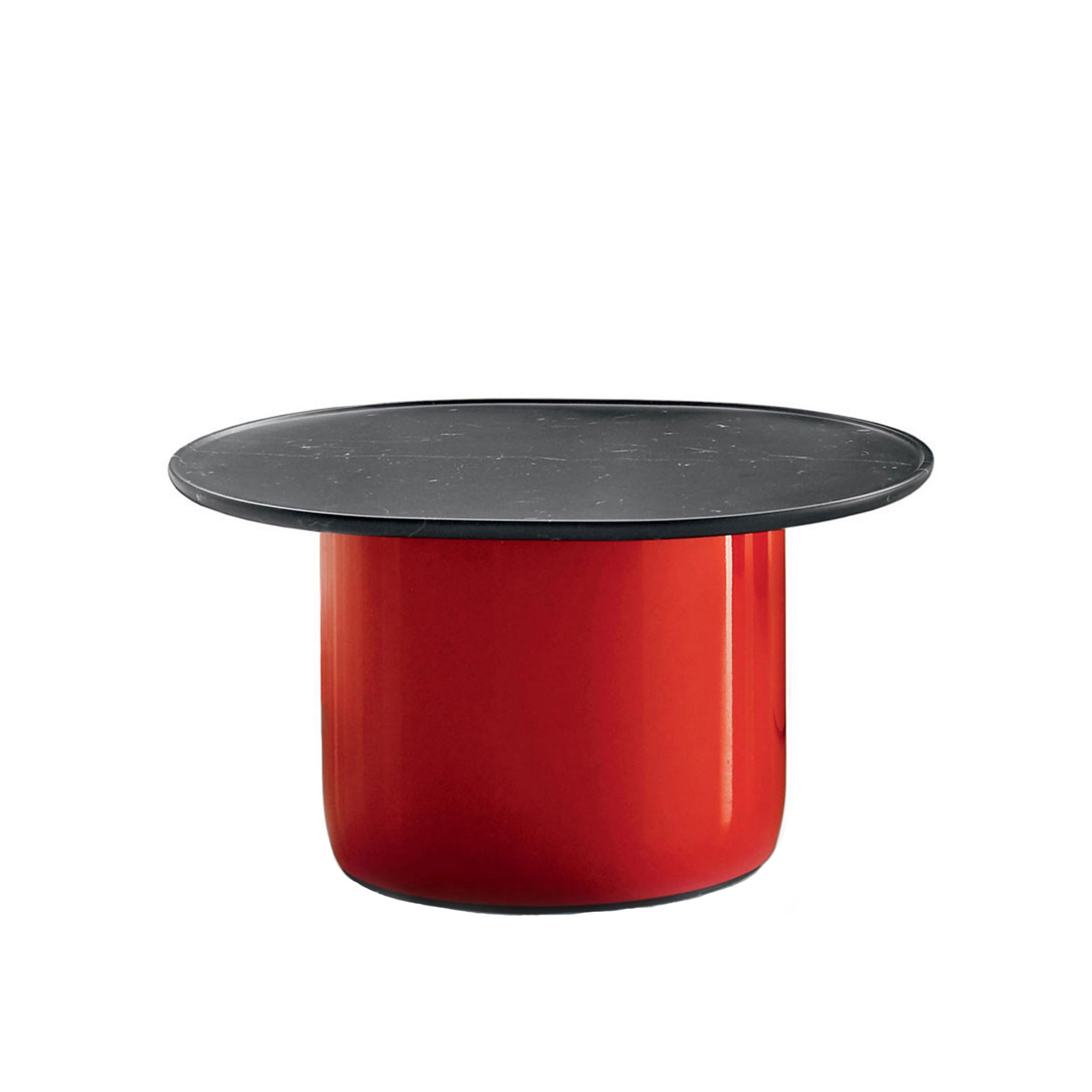 B&B Italia - Button - Ovalt, Bredd: 66 cm, Skiva: Carraramarmor, Underrede: Glossy steel grey(1340L) - Soffbord - Edward Barber,Jay Osgerby - Vit - Metall/Sten