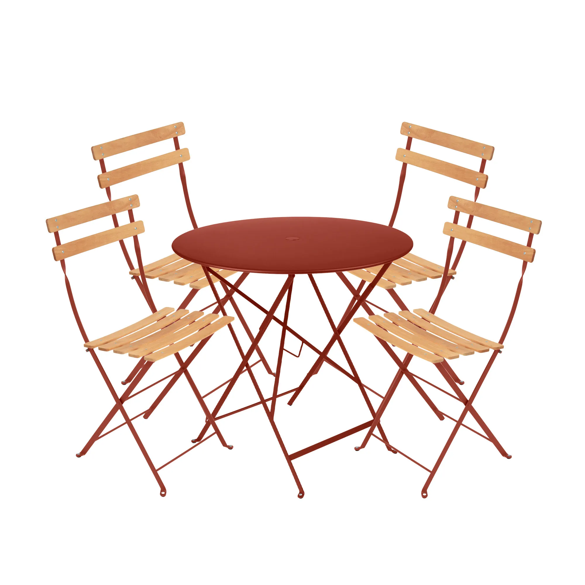 Bistro matgrupp bord 77cm & 4 trä stolar