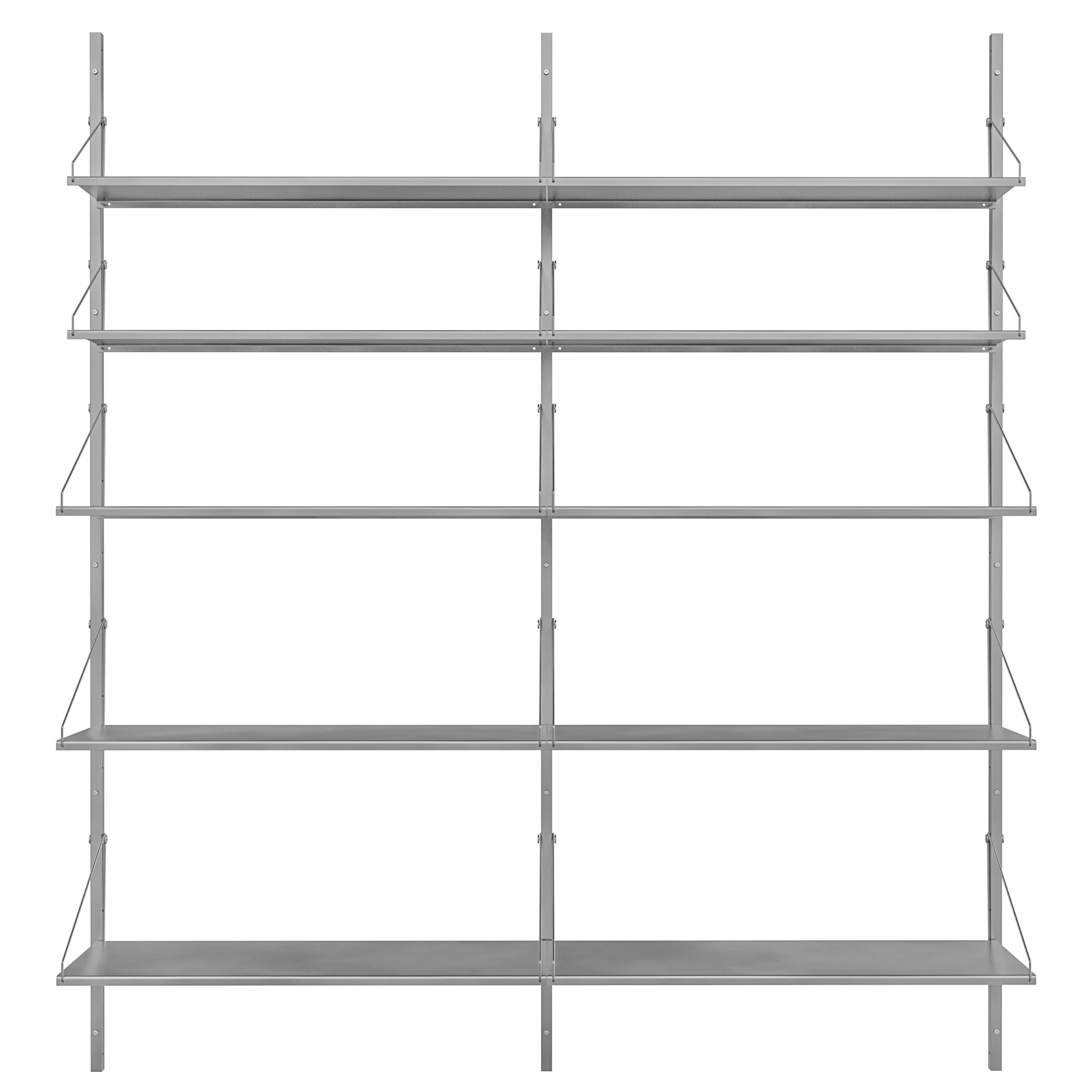 Frama - Shelf Library Double Section hyllsystem 185/80 stainless steel - Hyllor & Hyllsystem - Kim Richardt - Silver - Metall | Möbler - Förvaring Och Hyllor - Hyllor & Hyllsystem | Möbelexperten