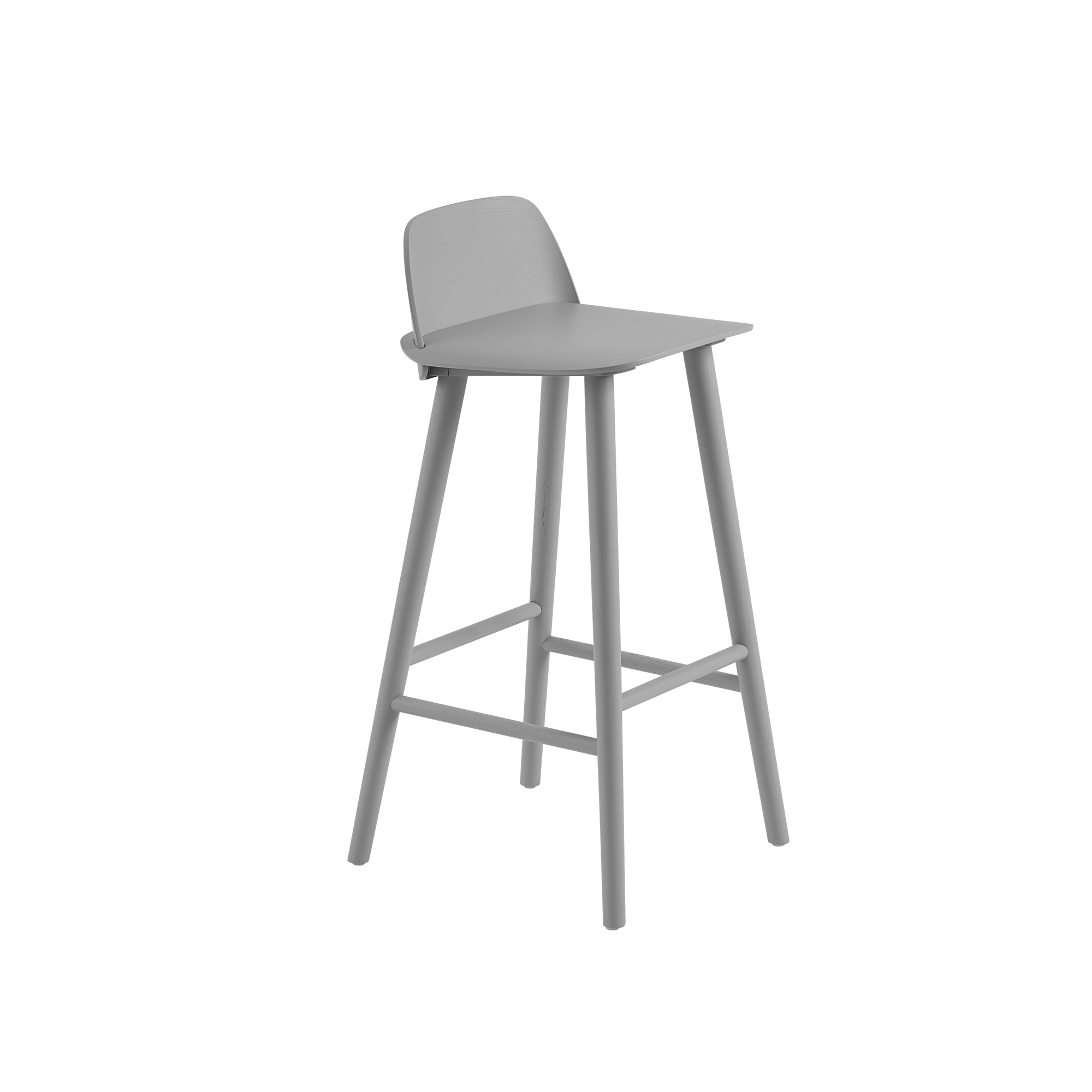 muuto - nerd counter stool 65 cm grey - barstolar - david geckeler - grå - trä