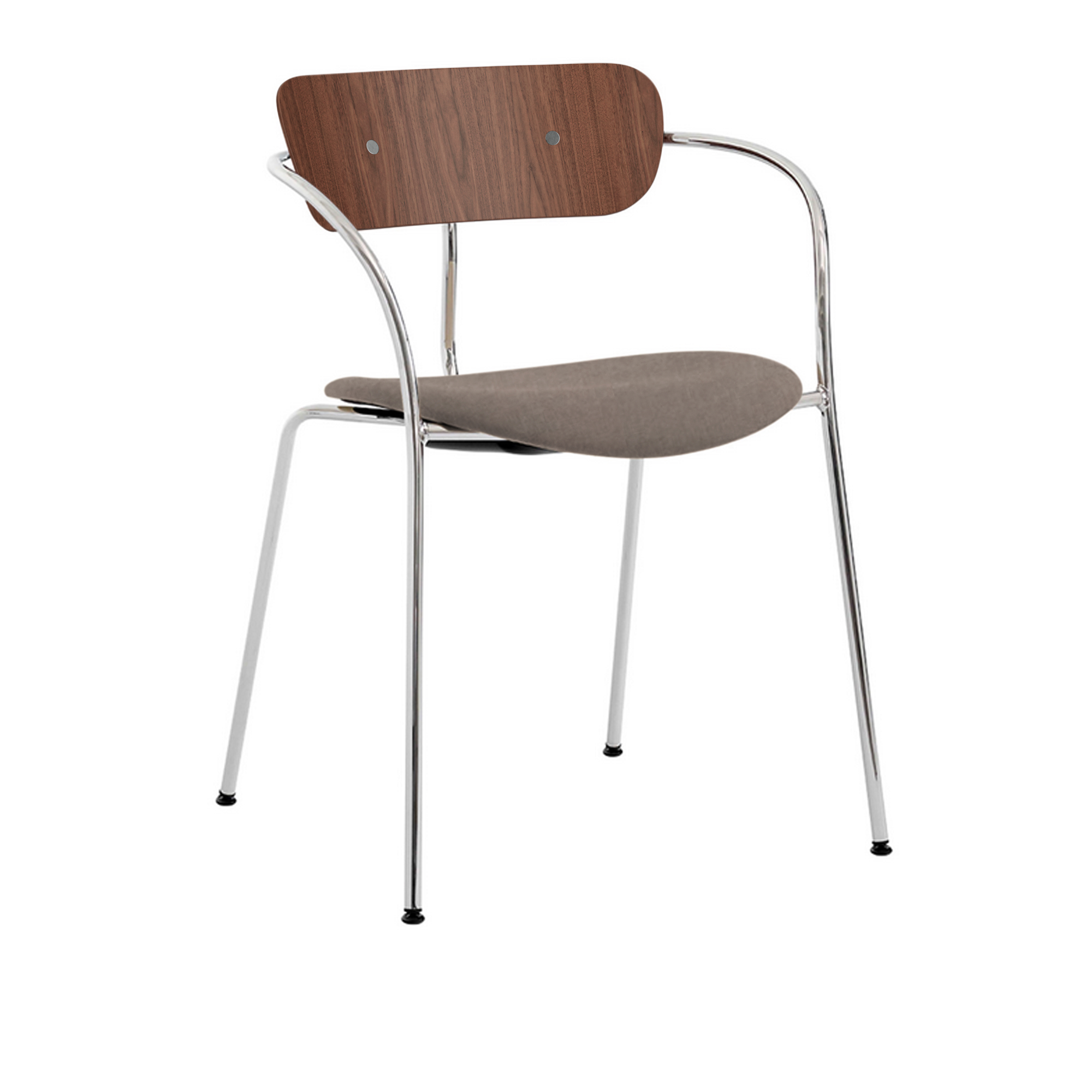 &Tradition - Pavilion Armchair AV4 Chrome Finish Lacquered  Walnut, Fabric Cat. 3 Col 0233 Hararld 3 - Matstolar - Anderssen & Voll - Brun - Trä