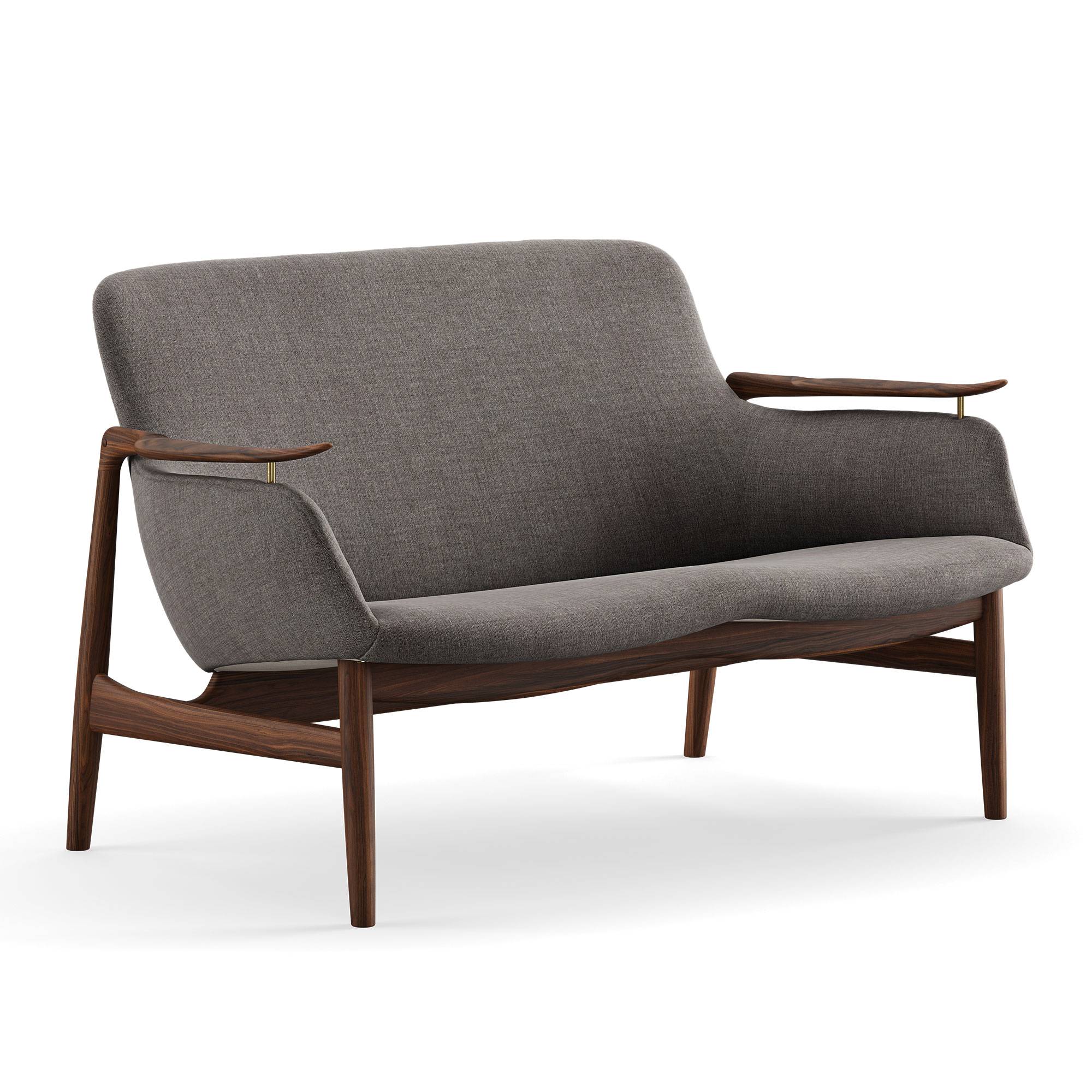 House of Finn Juhl - 53 Sofa, Walnut, Cat. 1 Remix 163 - Soffor - Finn Juhl - Träfärgad,Grå | Möbler - Soffor Och Dagbäddar - Soffor | Möbelexperten