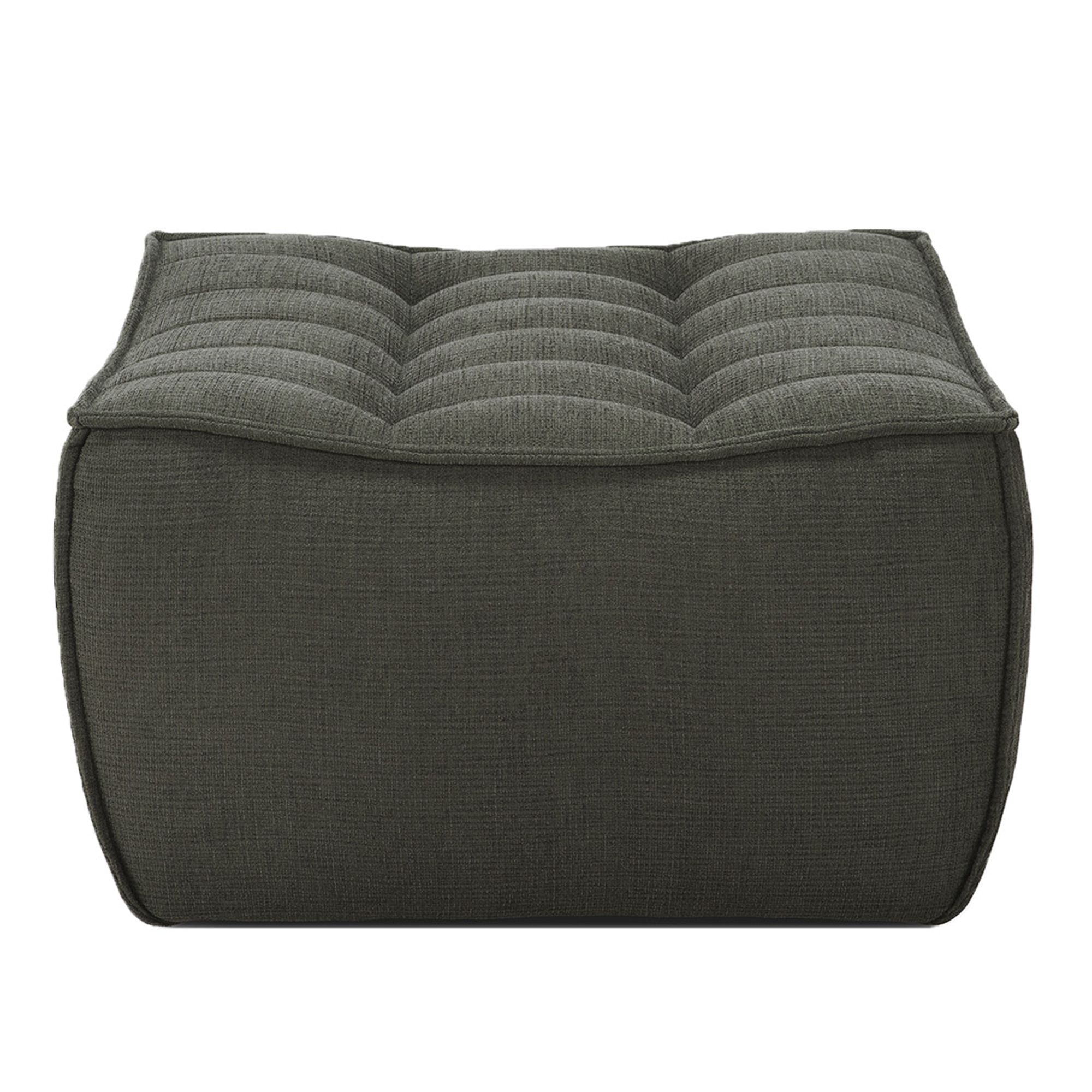 Ethnicraft - N701 Footstool - Moss Eco Fabric - Fotpallar - Jacques Deneef - Grön - Trä/Textilmaterial/Skum | Möbler - Fåtöljer Och Puffar - Fotpallar | Möbelexperten