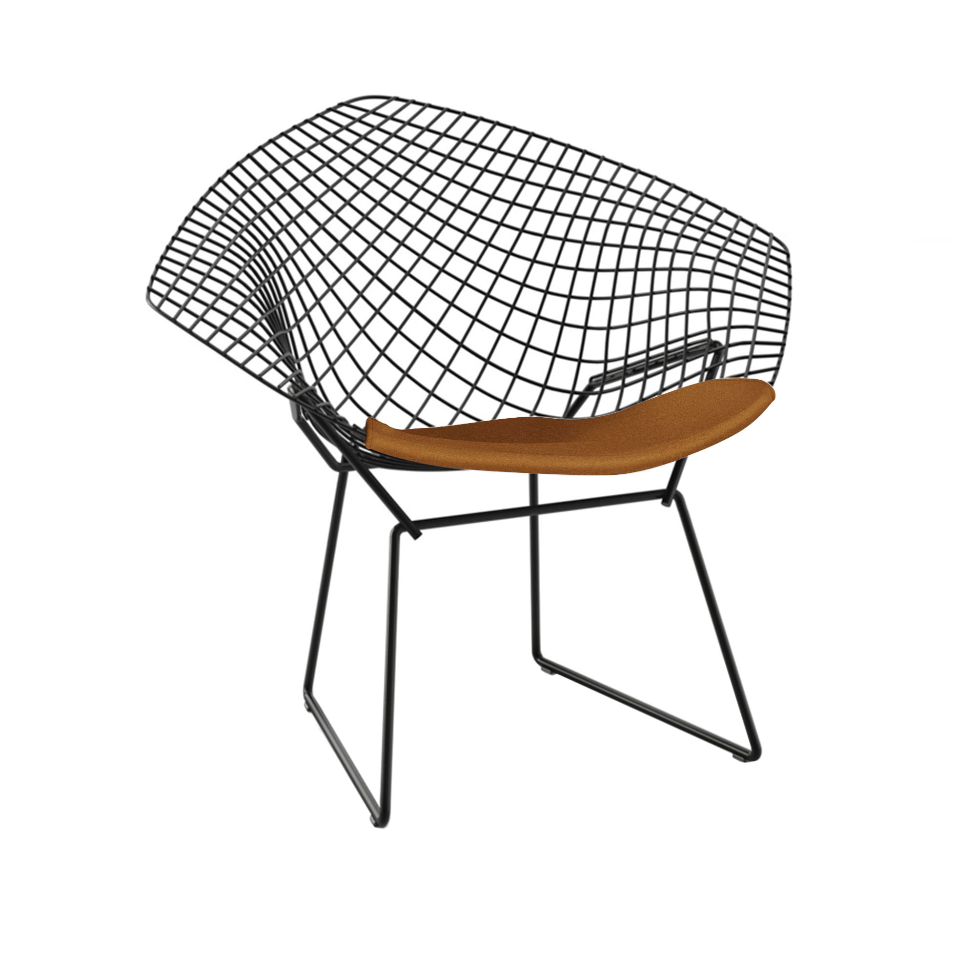 Knoll - Bertoia Diamond Chair, underrede i Svart Rilsan, Läder: Kat. W - Velluto Pelle - VP280 - Fåtöljer - Harry Bertoia - Svart - Metall