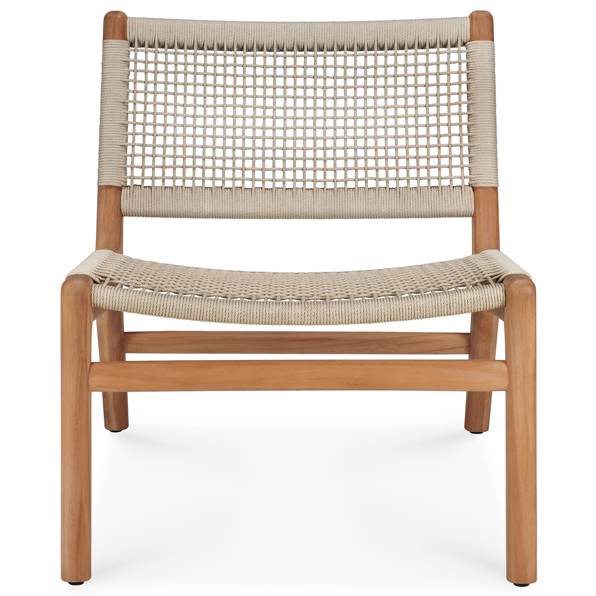Ethnicraft - Jack Woven outdoor lounge chair - Teak/ Beige cord - Fåtöljer utomhus - Beige - Trä | Utemöbler - Loungemöbler - Fåtöljer Utomhus | Möbelexperten
