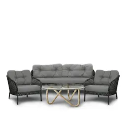 Ocean 3-personers sofa, Ocean stor loungestol 2 stk. & Wave sofabord