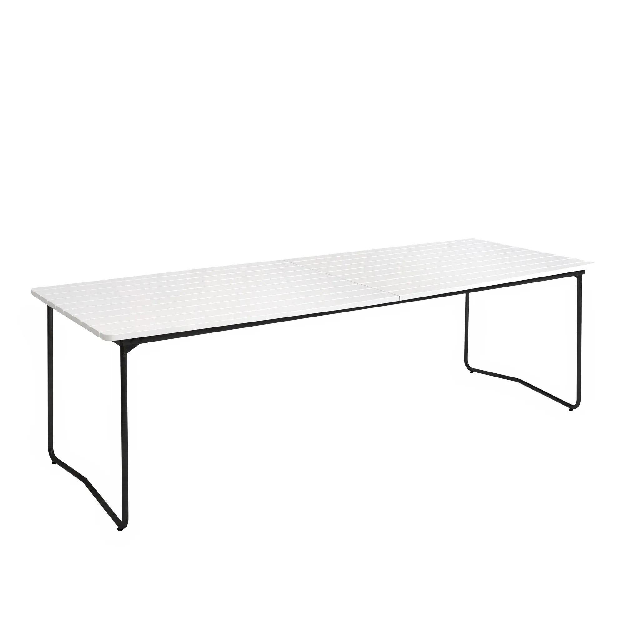 Bord B31 230cm svart stativ hvitlakkert eik