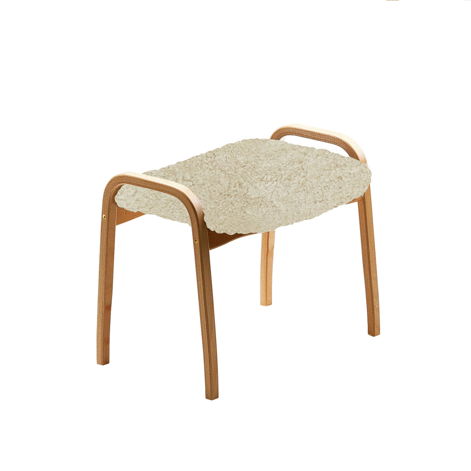 Swedese - Lamino Pall, Ek, Fårskinn Moonlight - Fotpallar - Yngve Ekström - Vit - Trä/Textilmaterial/Ull