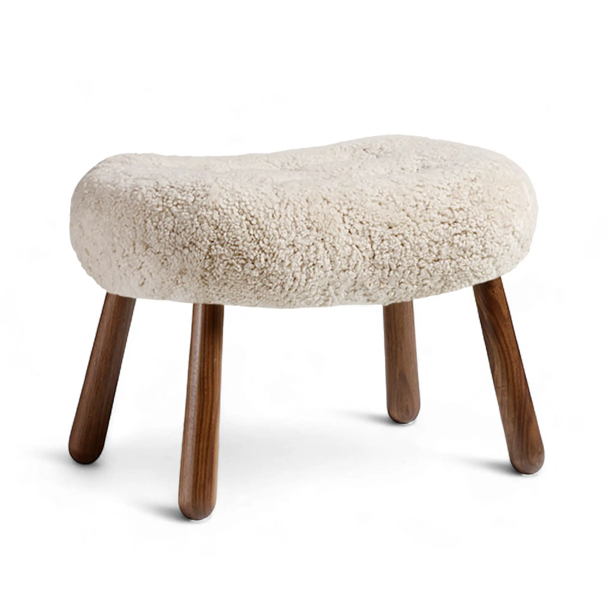 Clam Stool Sheepskin Moonlight Walnut
