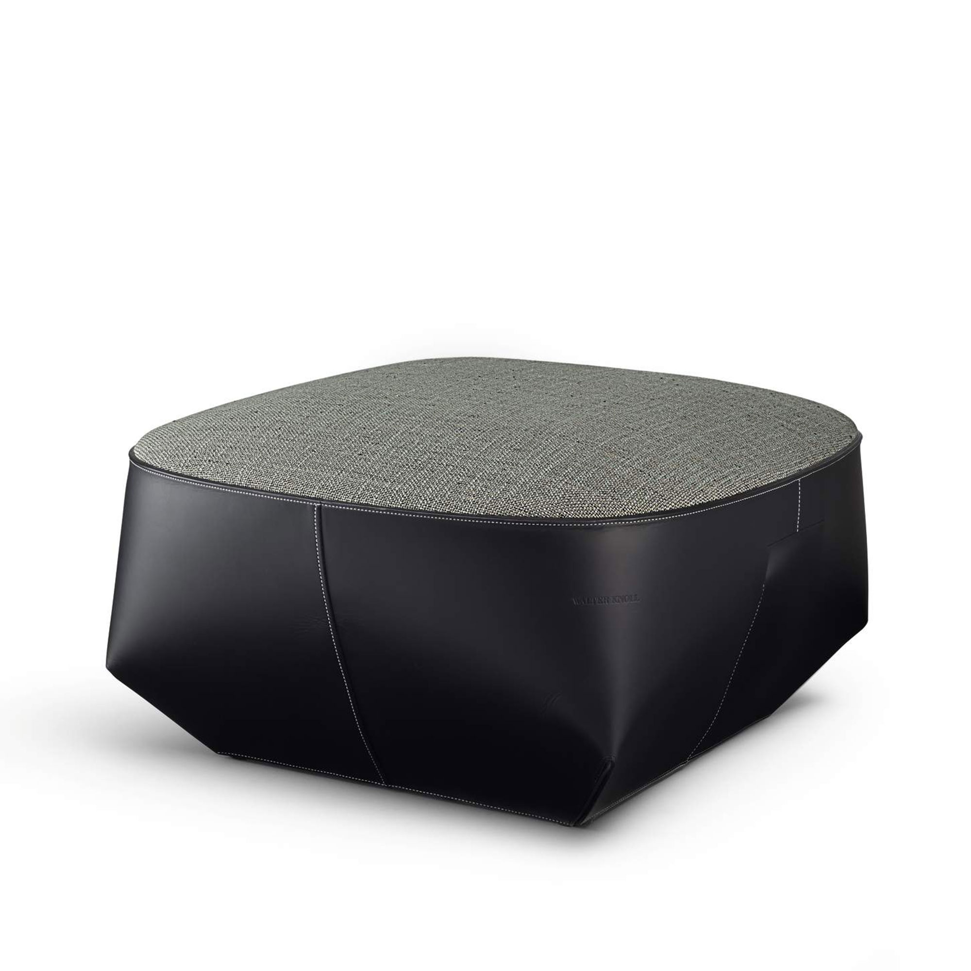 Walter Knoll - Isanka Stool 192-H2, Leather Saddle Black, Fabric Cat. 32 Harald 2 792 Ocean, Teflon Glides - Sittpuffar - EOOS - Blå