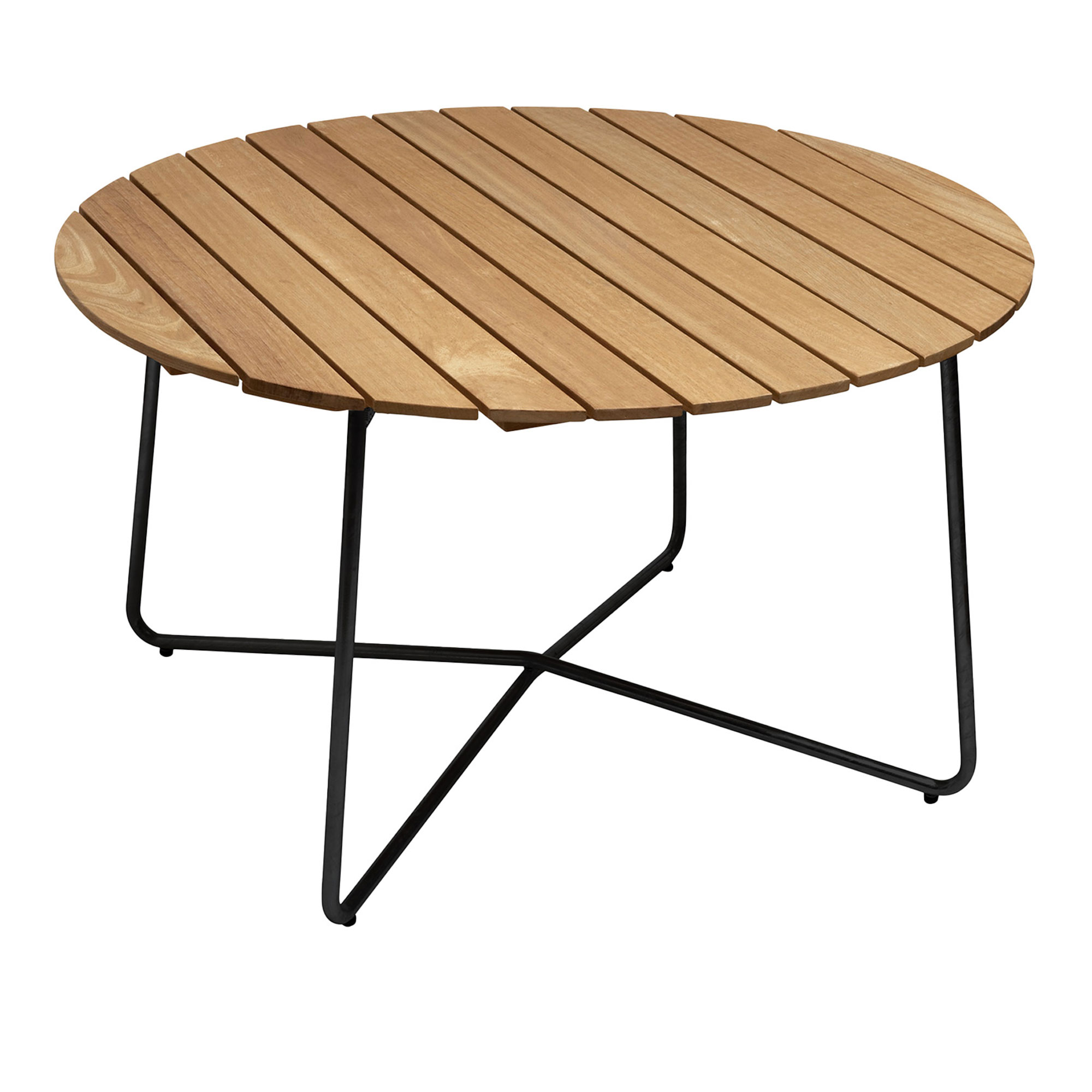 grythyttan stålmöbler - bord 9a ø120cm svart bas oljad ek - matbord utomhus