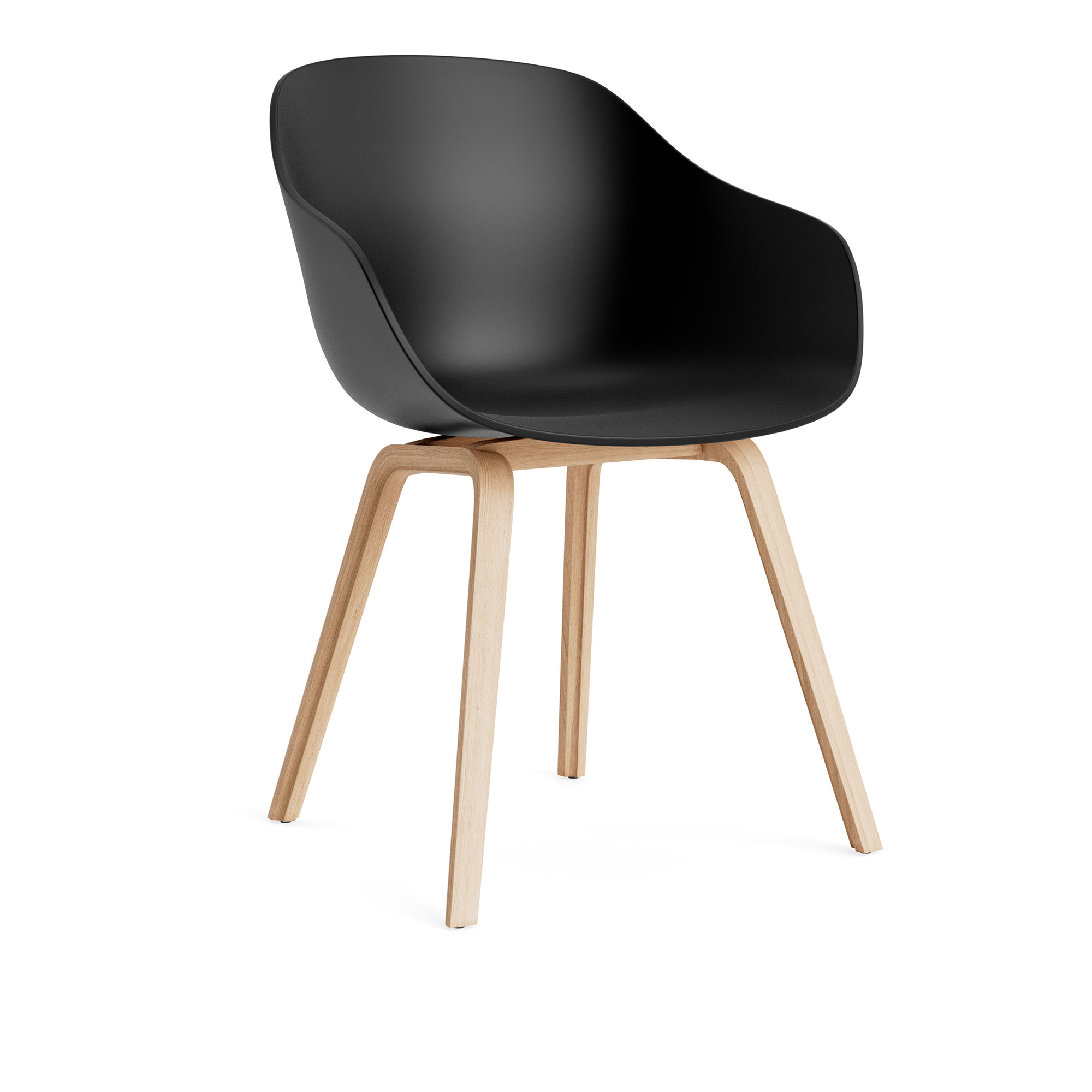 HAY - AAC222 Chair Soaped Oak Base Black 2.0 Shell - Matstolar - Hee Welling - Svart - Trä/Plast